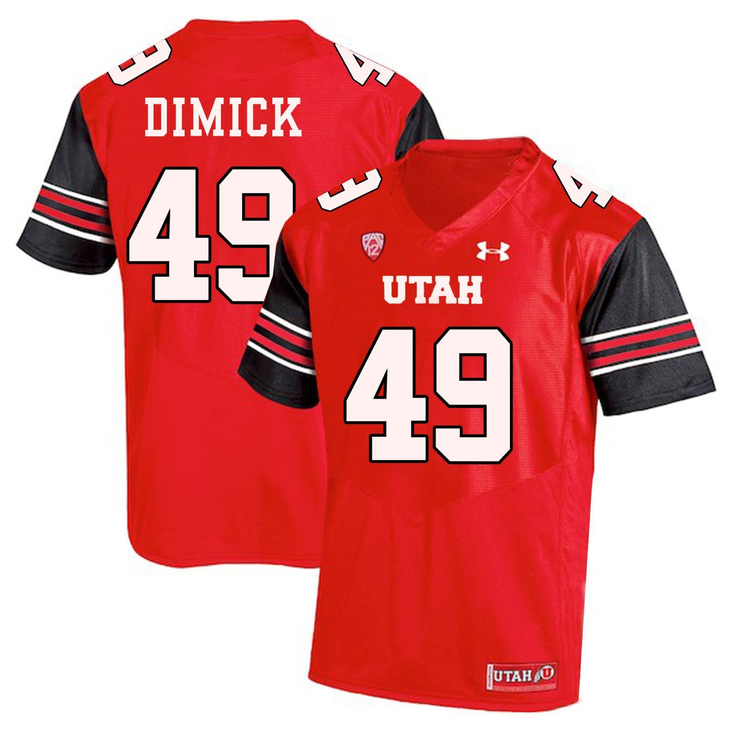 Hunter Dimick 49 Red College Football Jersey football jersey product view 1