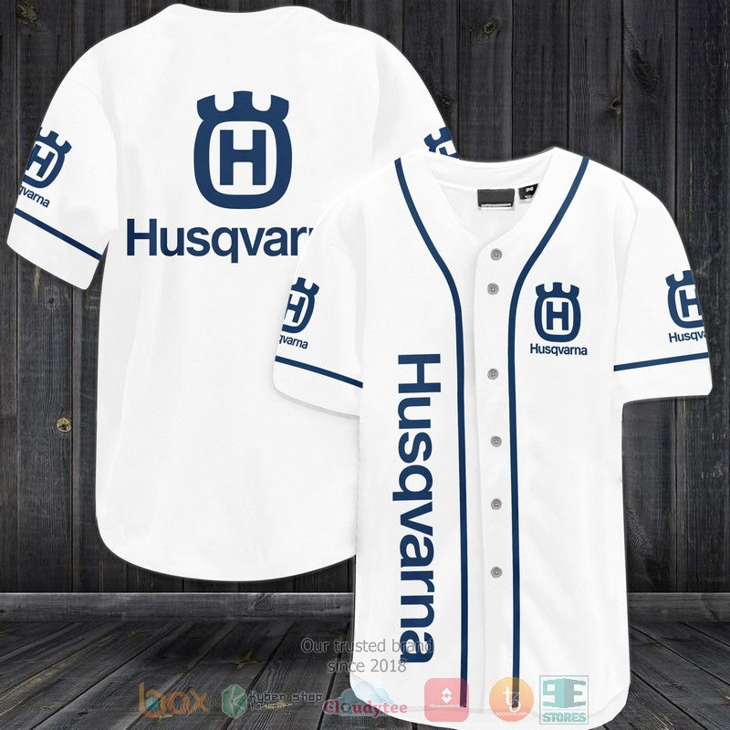Husqvarna white blue Baseball shirt baseball jersey product view 1
