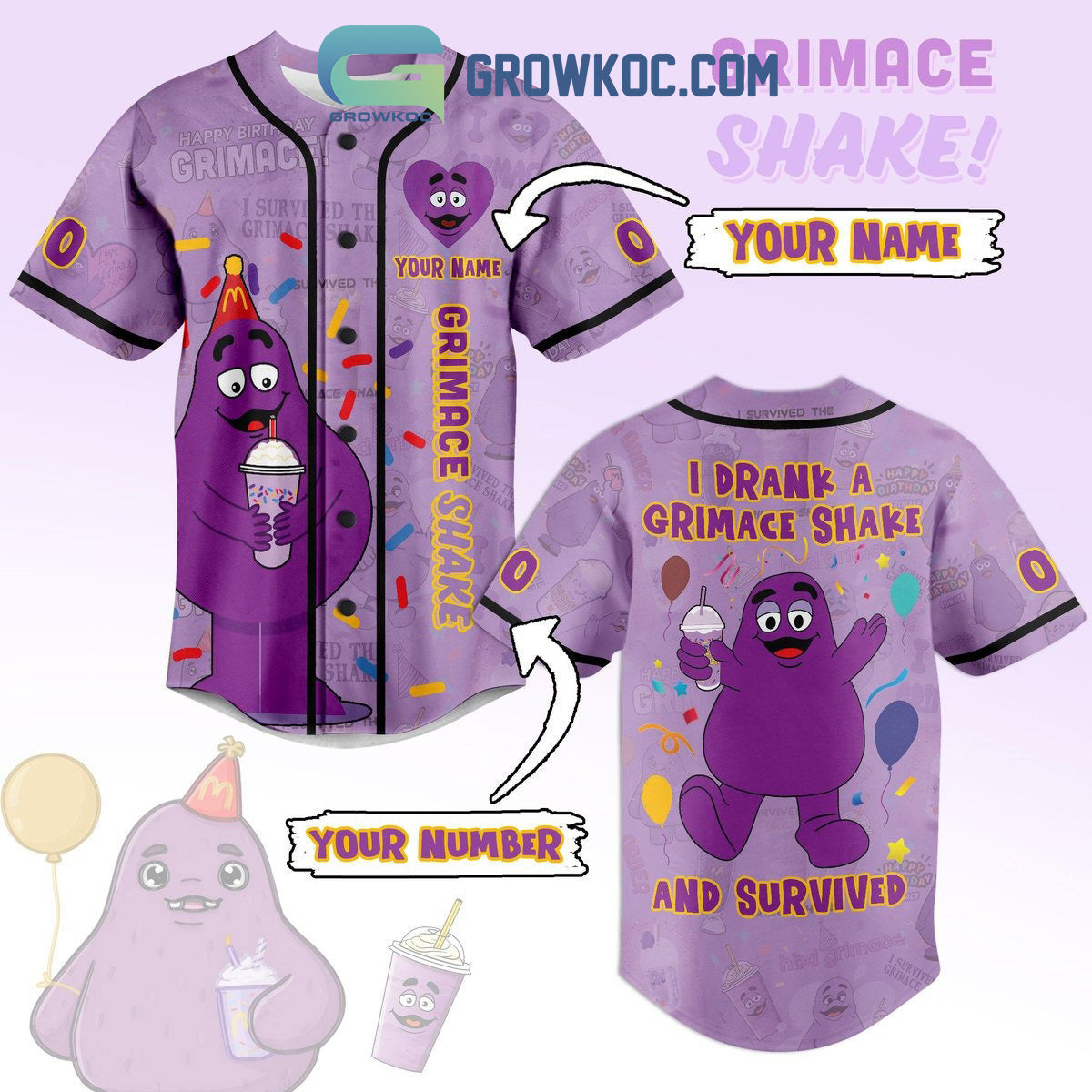 I Drank A Grimace Shake And Survived Personalized Baseball Jersey baseball jersey product view 1