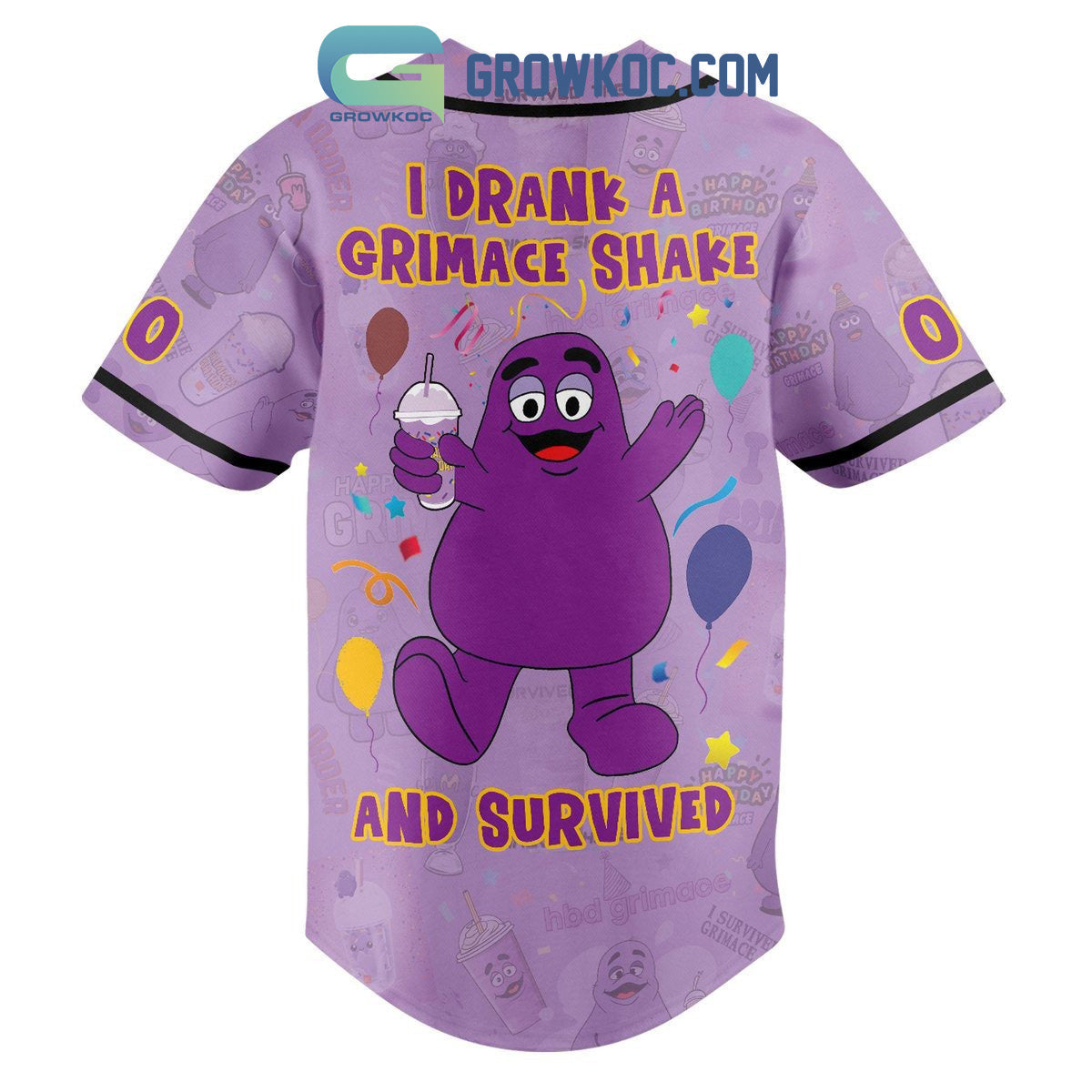 I Drank A Grimace Shake And Survived Personalized Baseball Jersey baseball jersey product view 3