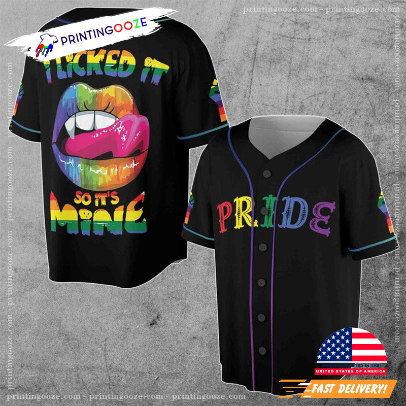I Licked It So It’s Mine Pride Month Baseball Jersey baseball jersey product view 1