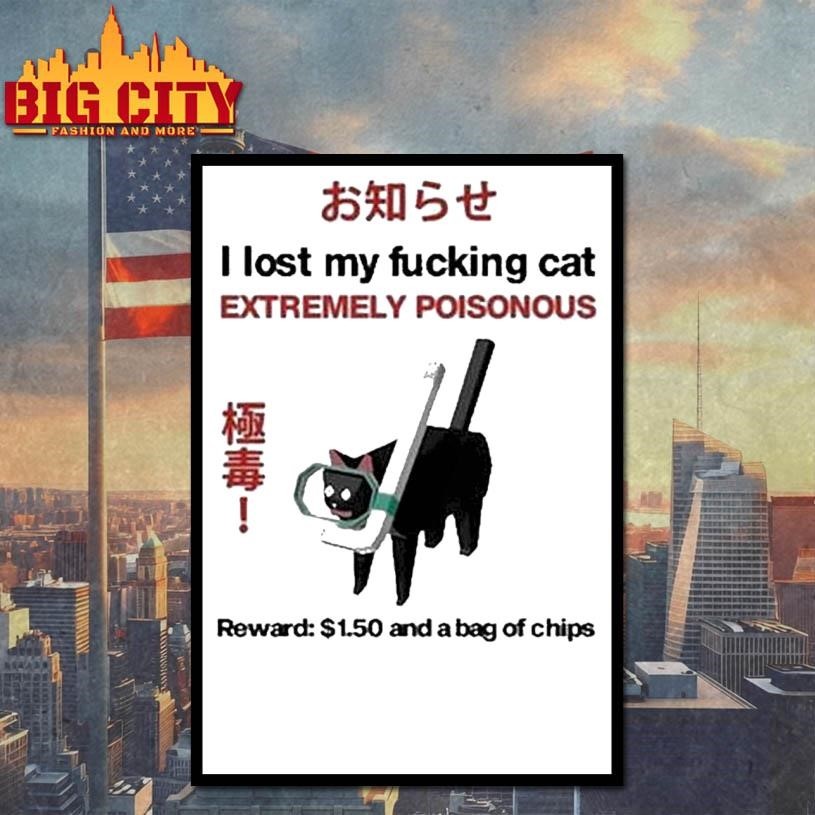 I Lost My Fucking Cat Extremely Poisonous Reward 1.50 - Adult & Kids T-Shirts, Sweatshirts & Hoodies apparel design preview 4