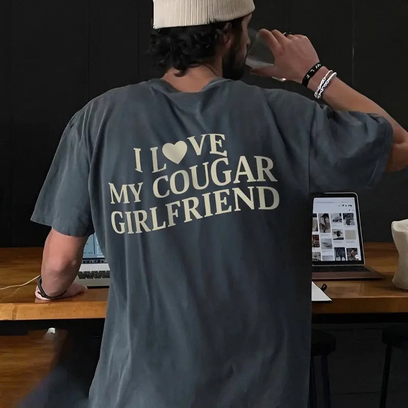 I Love My Cougar Girlfriend Boyfriend Heart - Adult & Kids T-Shirts, Sweatshirts & Hoodies apparel design preview 1