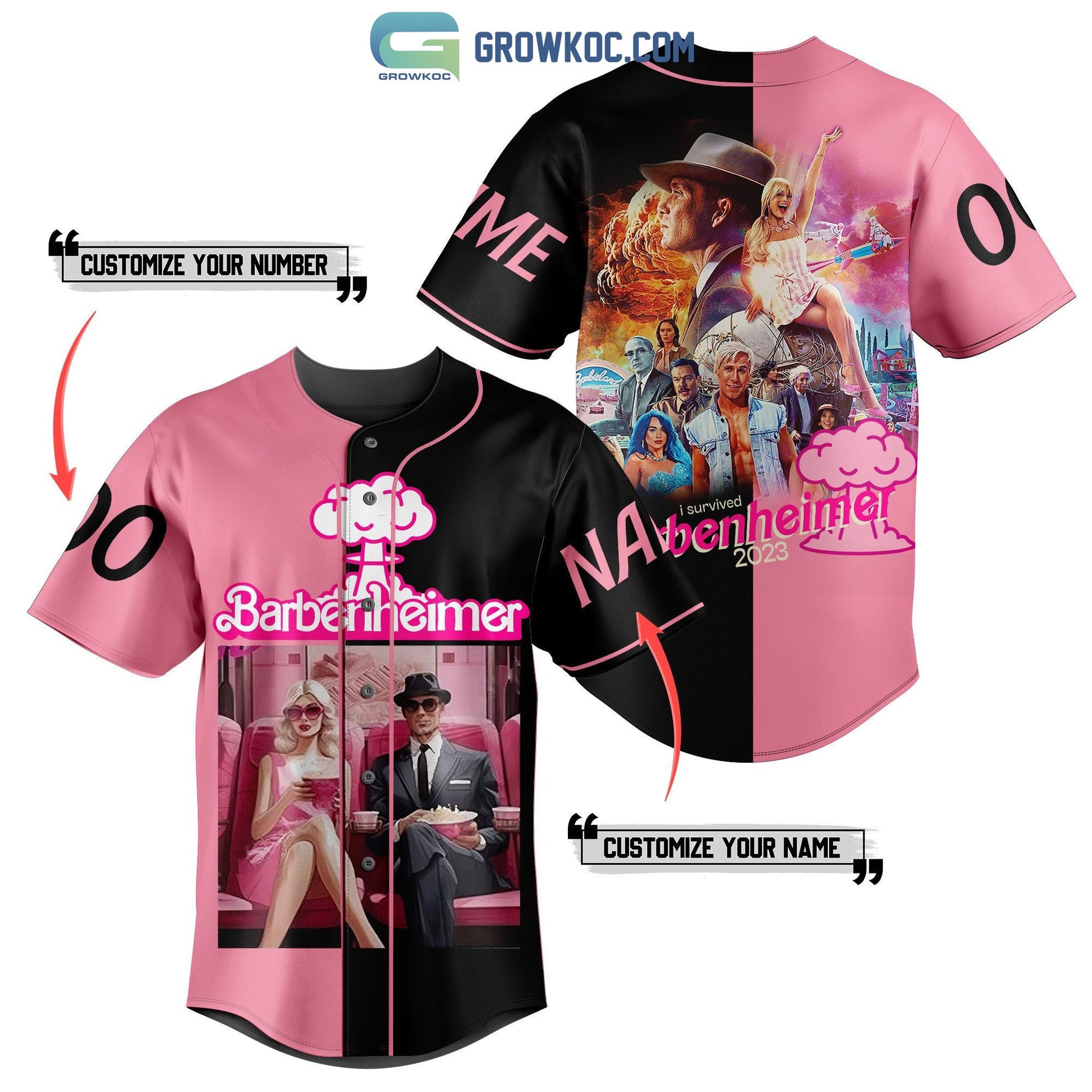 I Survived Barbenheimer 2023 Personalized Baseball Jersey baseball jersey product view 1