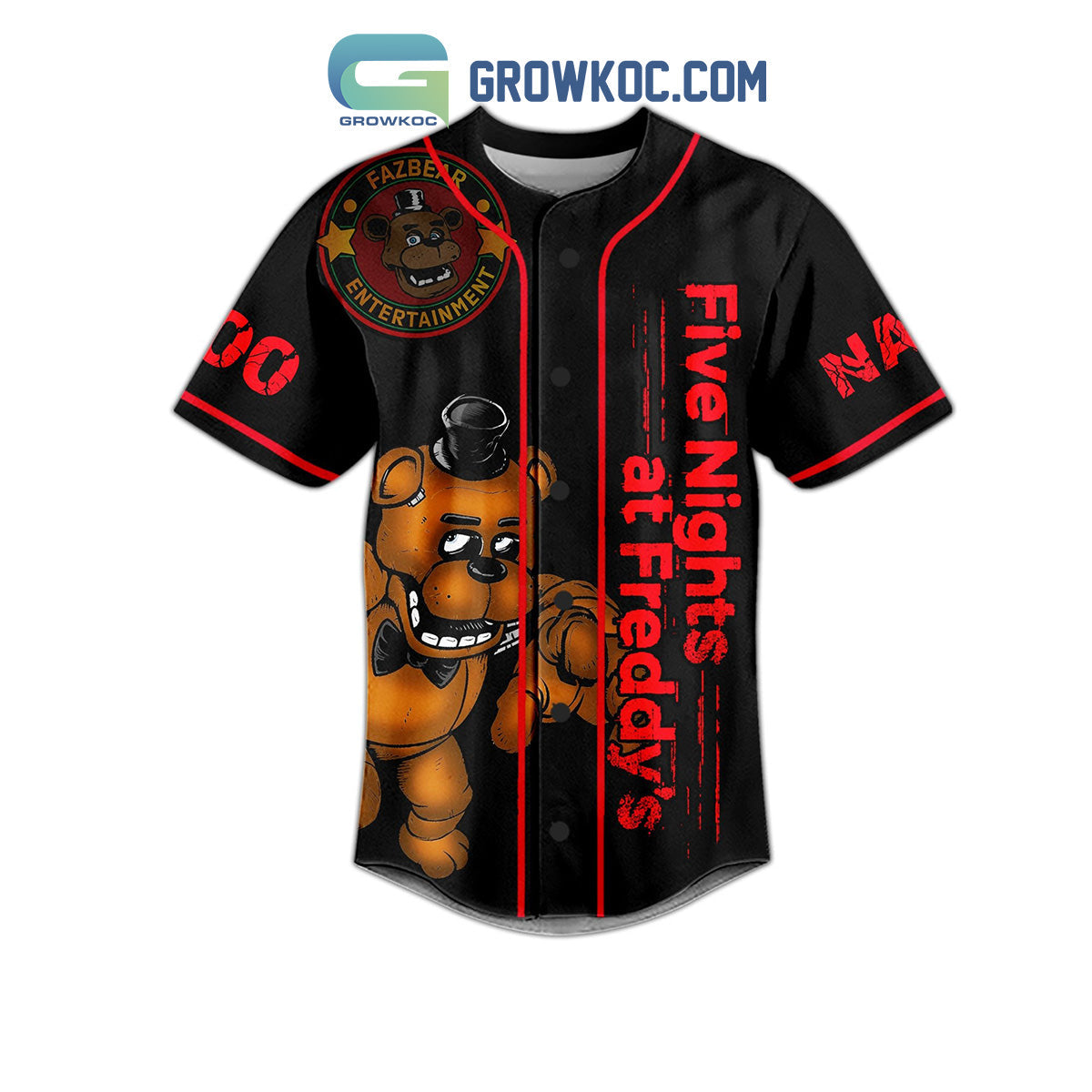 I Survived Five Nights At Freddy_s Horror Video Game Custom Name Baseball Jersey baseball jersey product view 3
