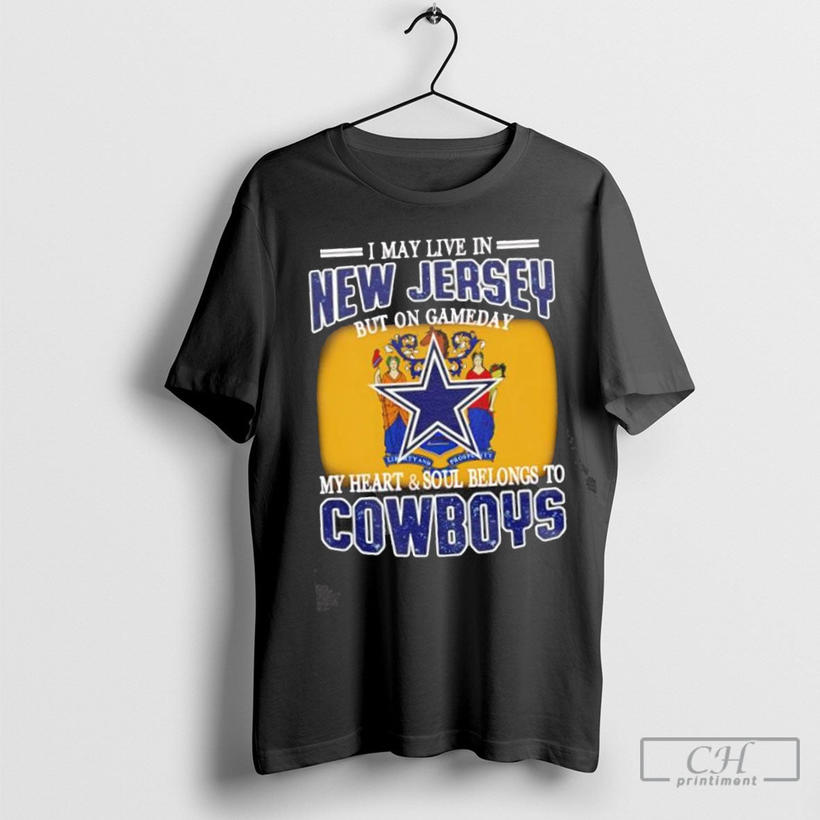 I Live In New Jersey And On Gameday My Heart And Soul Belongs To Dallas sports jersey product view 1