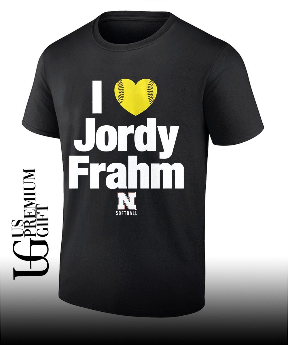 I love Jordy Frahm Nebraska softball graphic shirt Unisex T-shirt, Sweatshirt, Hoodie, Long Sleeve Tee - T-Shirt, Sweatshirt, Hoodie