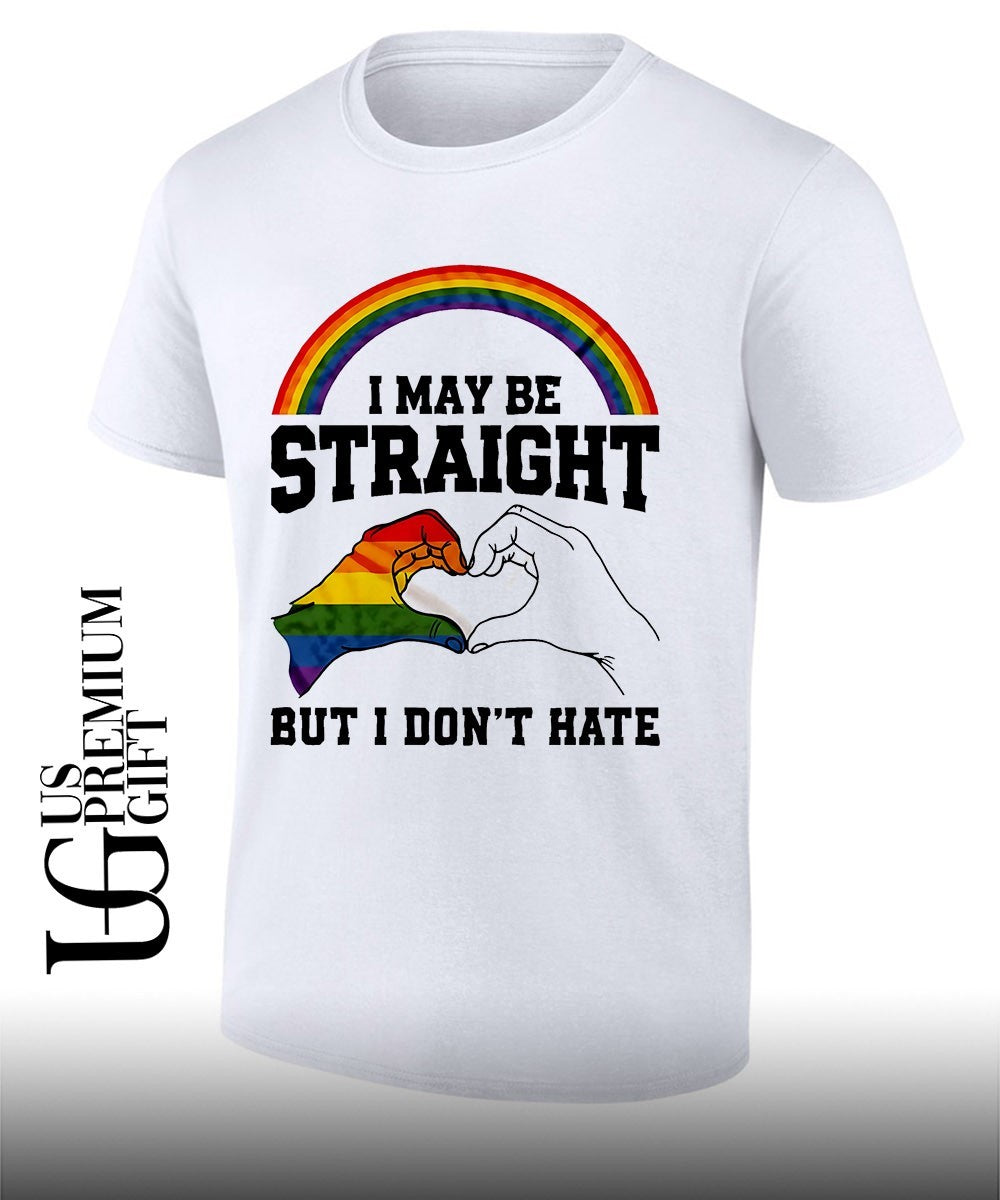 I may be straight but I dont hate rainbow heart hands pride shirt Unisex T-shirt, Sweatshirt, Hoodie, Long Sleeve Tee - T-Shirt, Sweatshirt, Hoodie