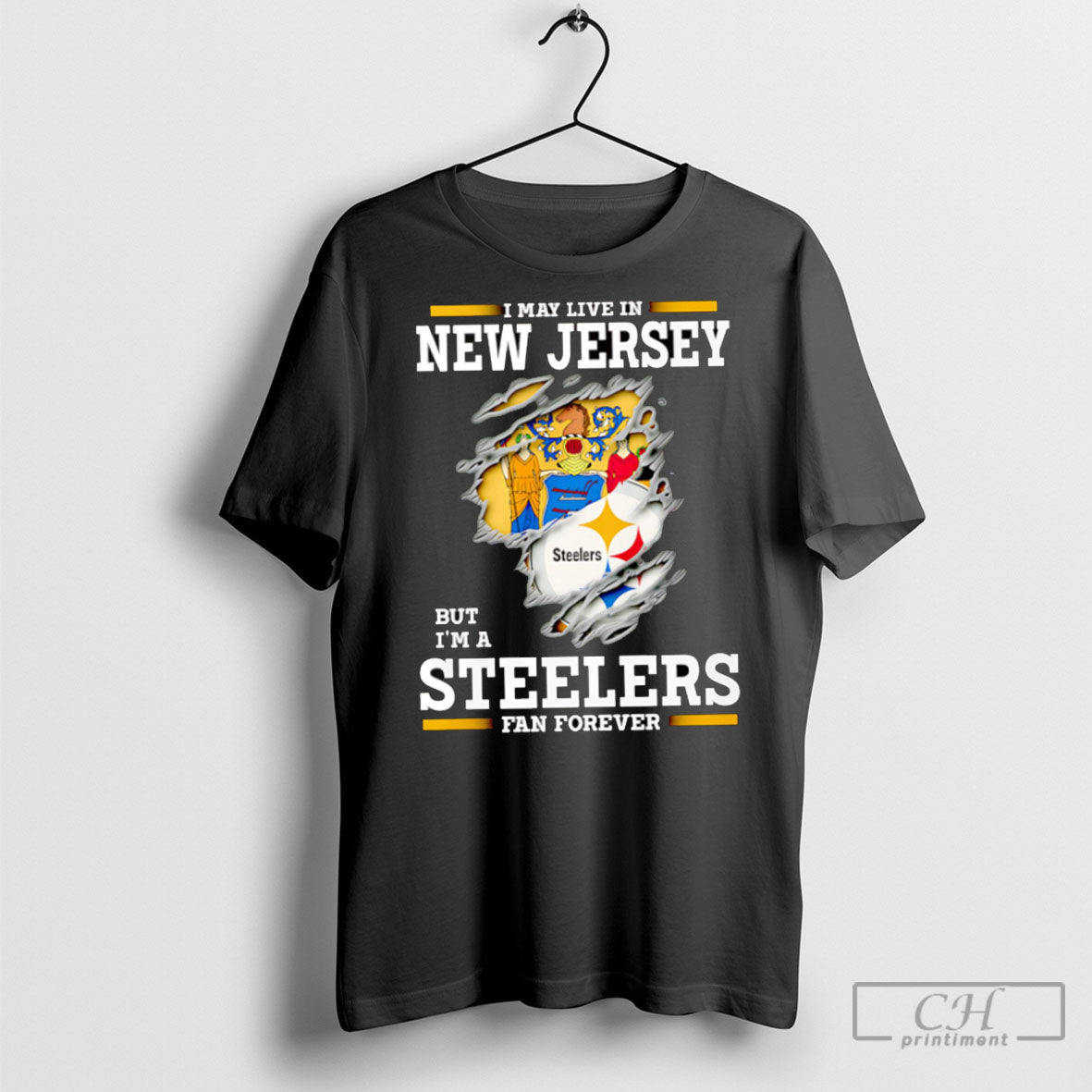 I May Live In New Jersey But Im A Steelers Fan Forever football jersey product view 1