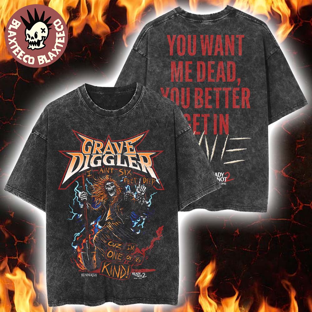 Ice Nine Kills Grave Diggler X Ready Or Not 2 Here I Come Merch Get In Line Retro Washed Tee - T-Shirt, Sweatshirt, Hoodie