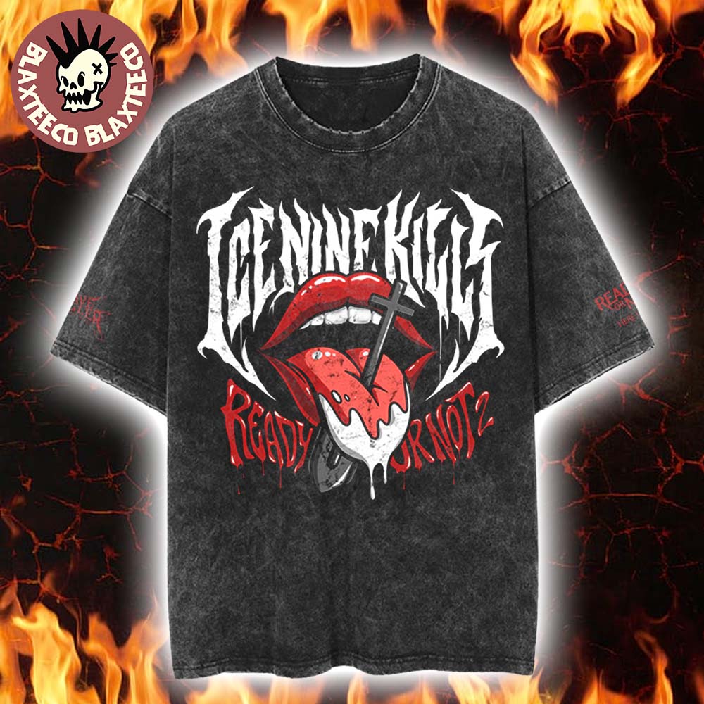Ice Nine Kills Grave Diggler X Ready Or Not 2 Here I Come Merch Tongue Shovel Vintage Washed Tee - T-Shirt, Sweatshirt, Hoodie