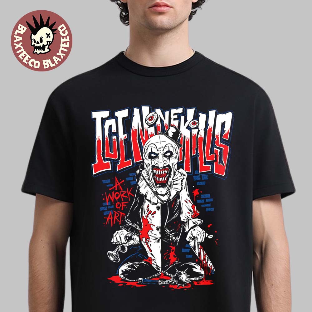 Ice Nine Kills Silver Scream Con London 2025 A Work of Art Cartoon T-Shirt Unisex T-shirt, Sweatshirt, Hoodie, Long Sleeve Tee - T-Shirt, Sweatshirt, Hoodie
