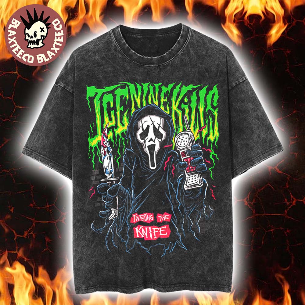 Ice Nine Kills X Ghost Face Scream 7 Nightmare On The Knife Part One Merch Father Death Vintage Washed Tee - T-Shirt, Sweatshirt, Hoodie