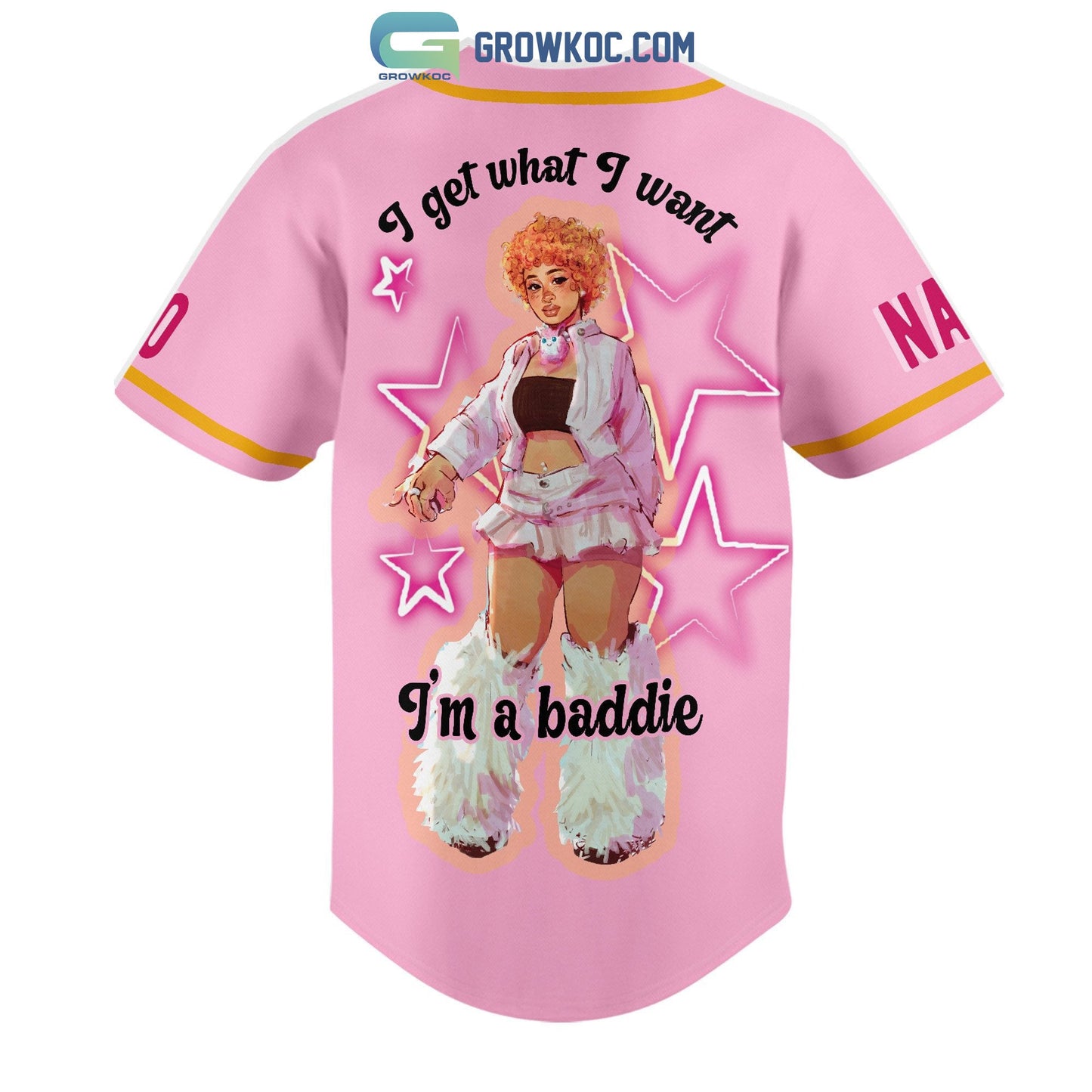 Ice Spice I Get What I Want I’m A Baddie Personalized Baseball Jersey baseball jersey product view 3
