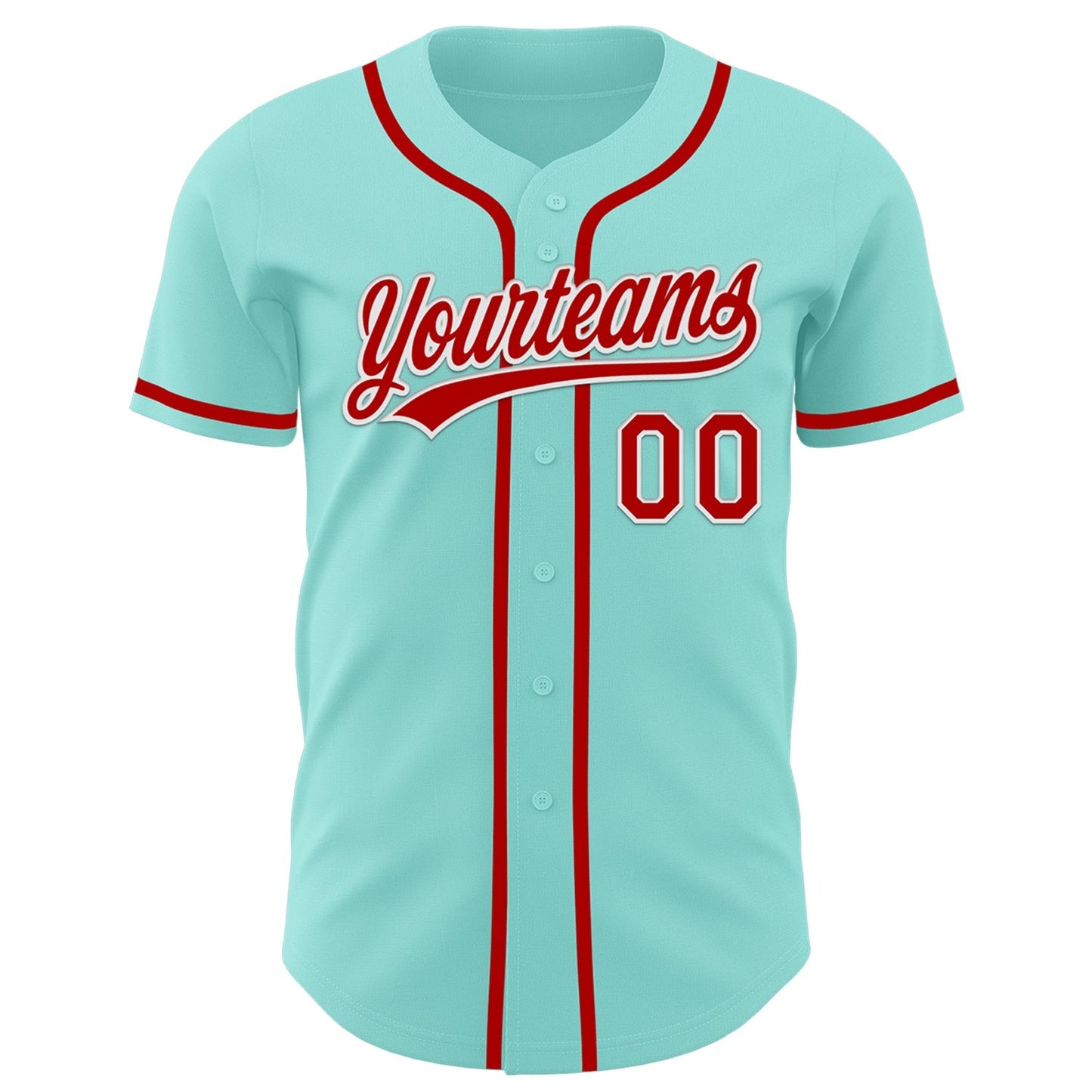 Custom Ice Blue Red-White Authentic Baseball Jersey baseball jersey product view 2