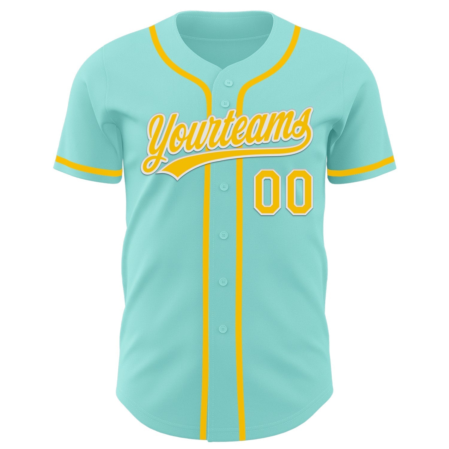 Custom Ice Blue Yellow-White Authentic Baseball Jersey baseball jersey product view 2