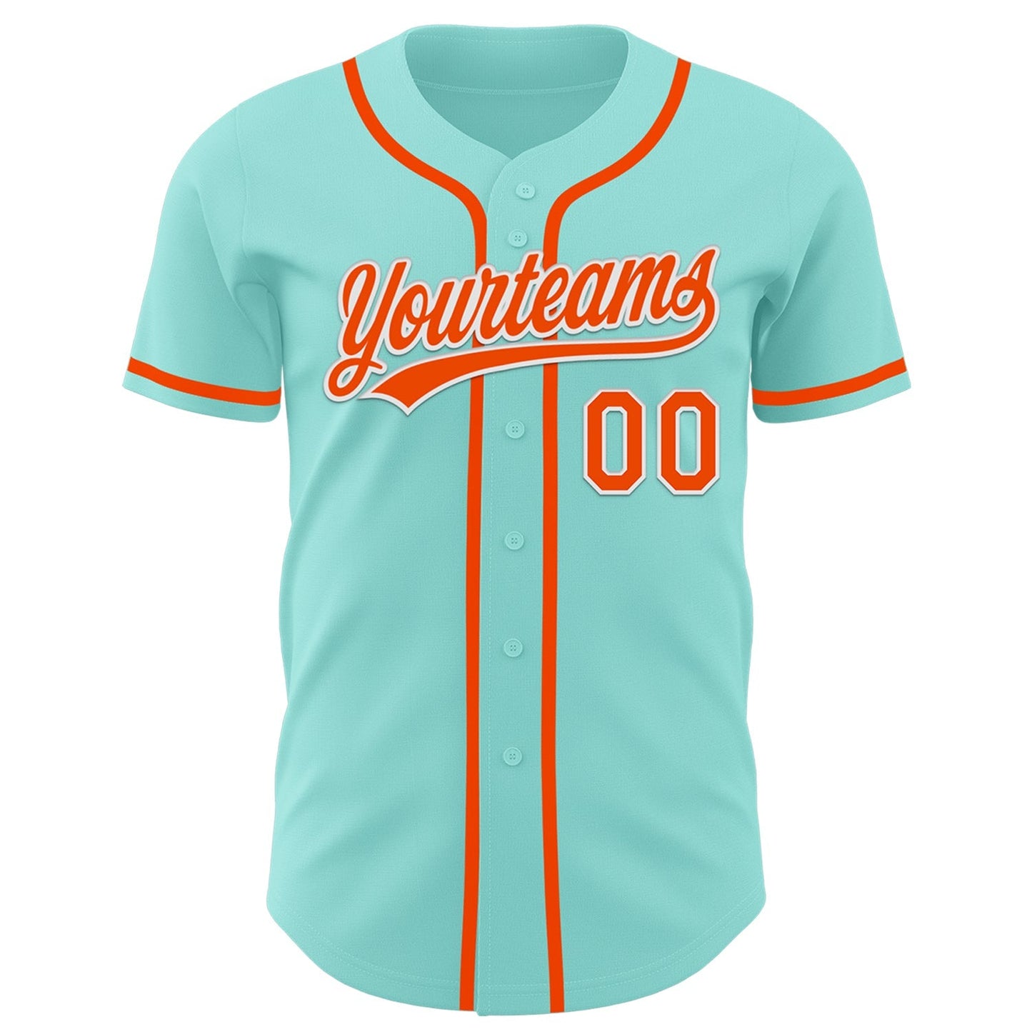 Custom Ice Blue Orange-White Authentic Baseball Jersey baseball jersey product view 2