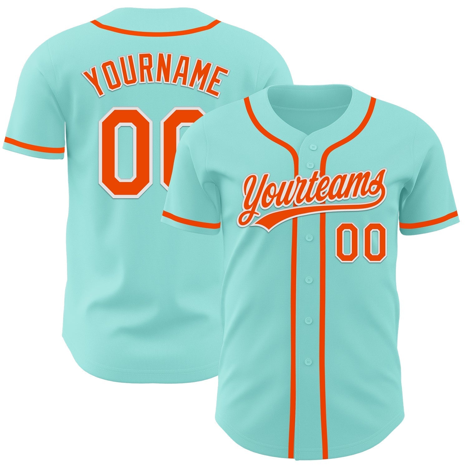 Custom Ice Blue Orange-White Authentic Baseball Jersey baseball jersey product view 1