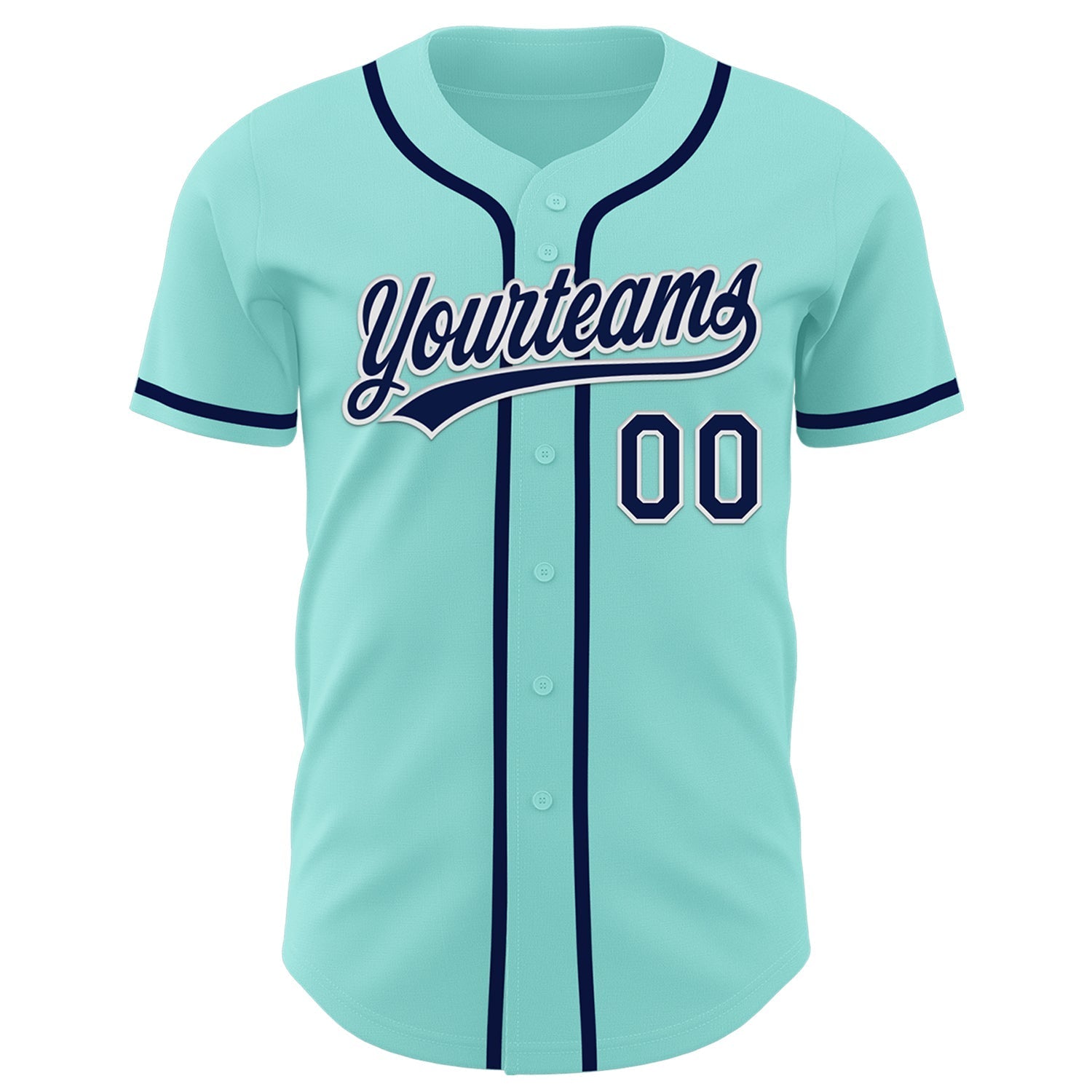 Custom Ice Blue Navy-White Authentic Baseball Jersey baseball jersey product view 2