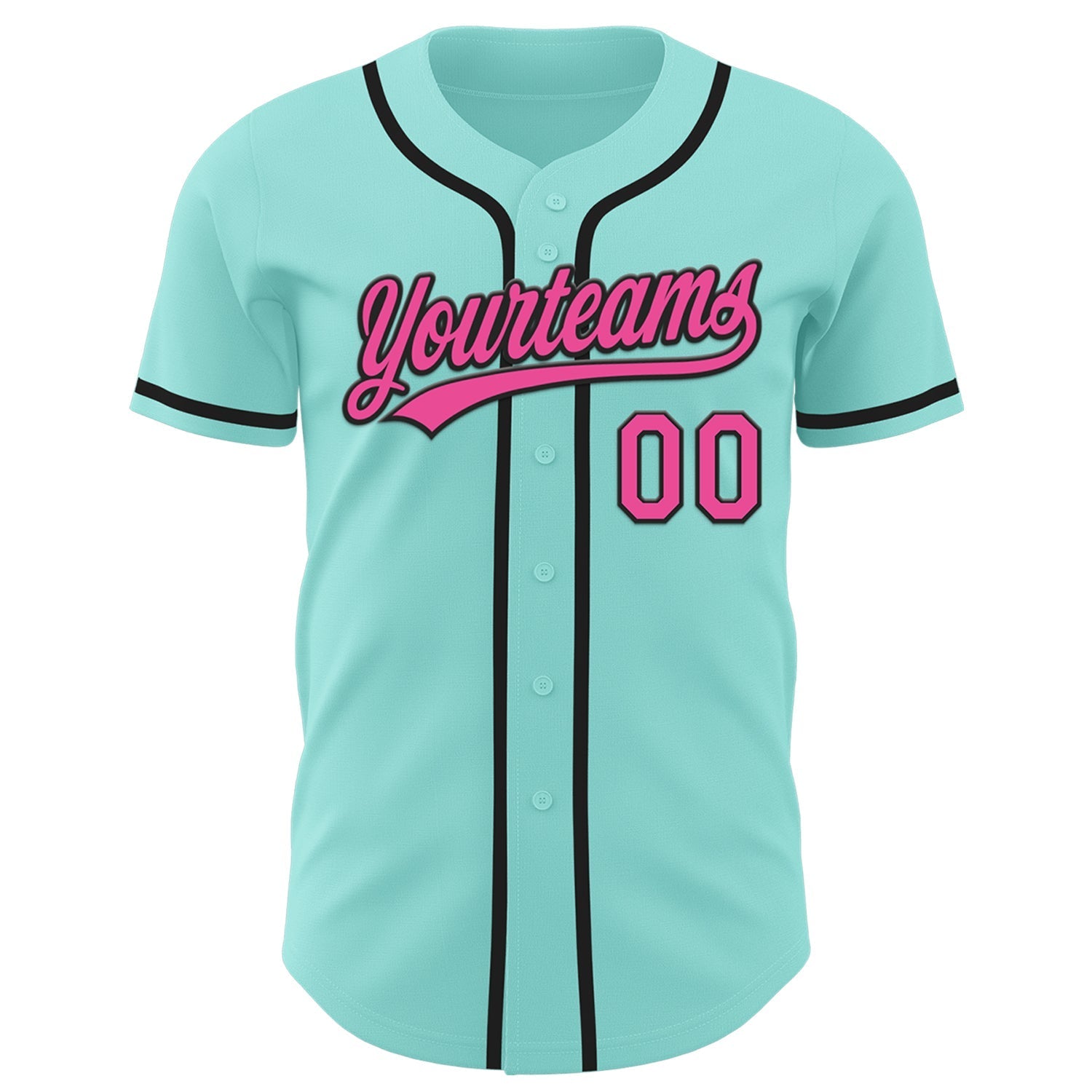 Custom Ice Blue Pink-Black Authentic Baseball Jersey baseball jersey product view 2