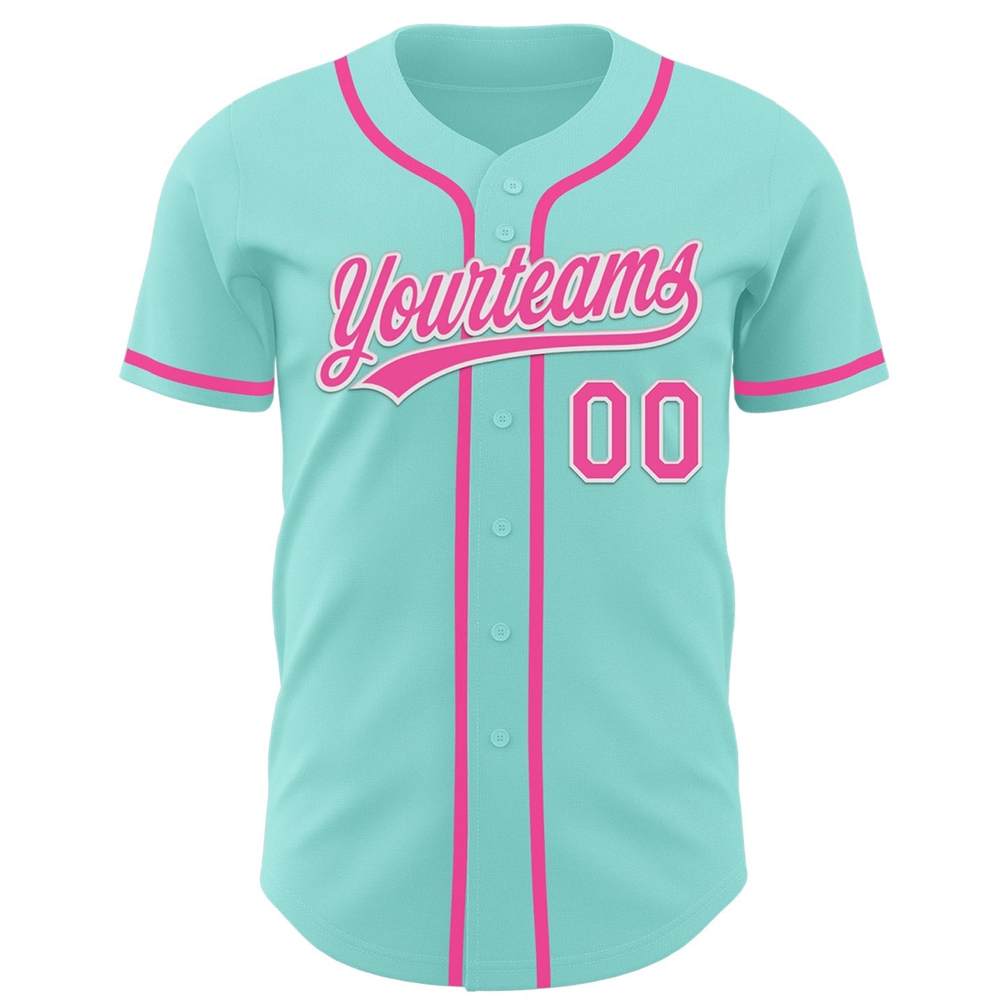 Custom Ice Blue Pink-White Authentic Baseball Jersey baseball jersey product view 2