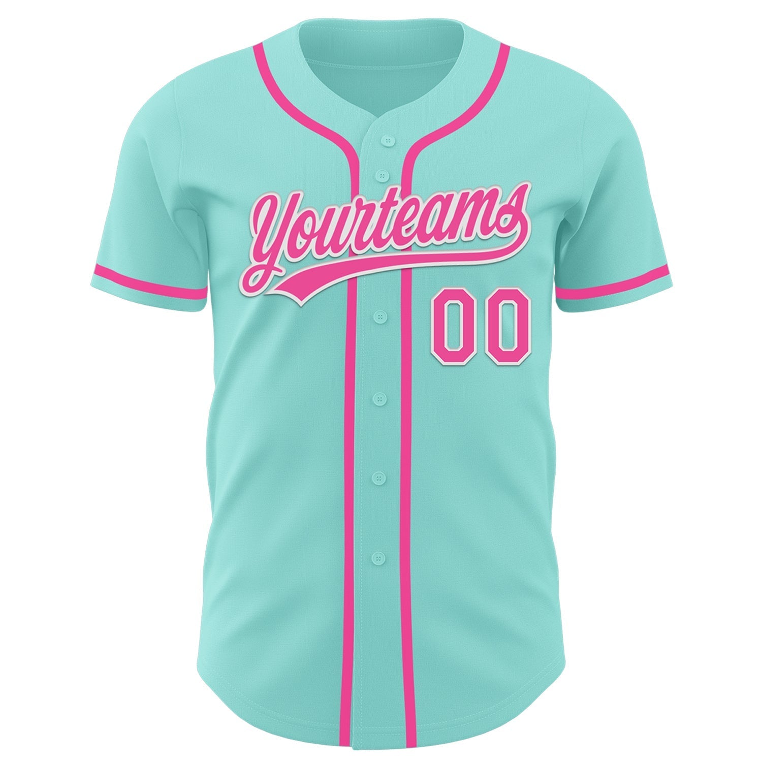 Custom Ice Blue Pink-White Authentic Baseball Jersey baseball jersey product view 2