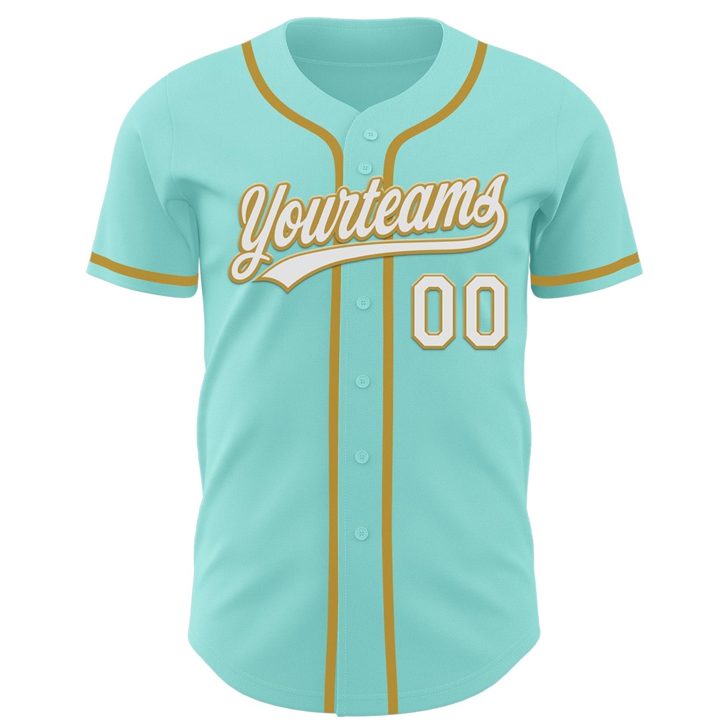 Custom Ice Blue White-Old Gold Authentic Baseball Jersey baseball jersey product view 2