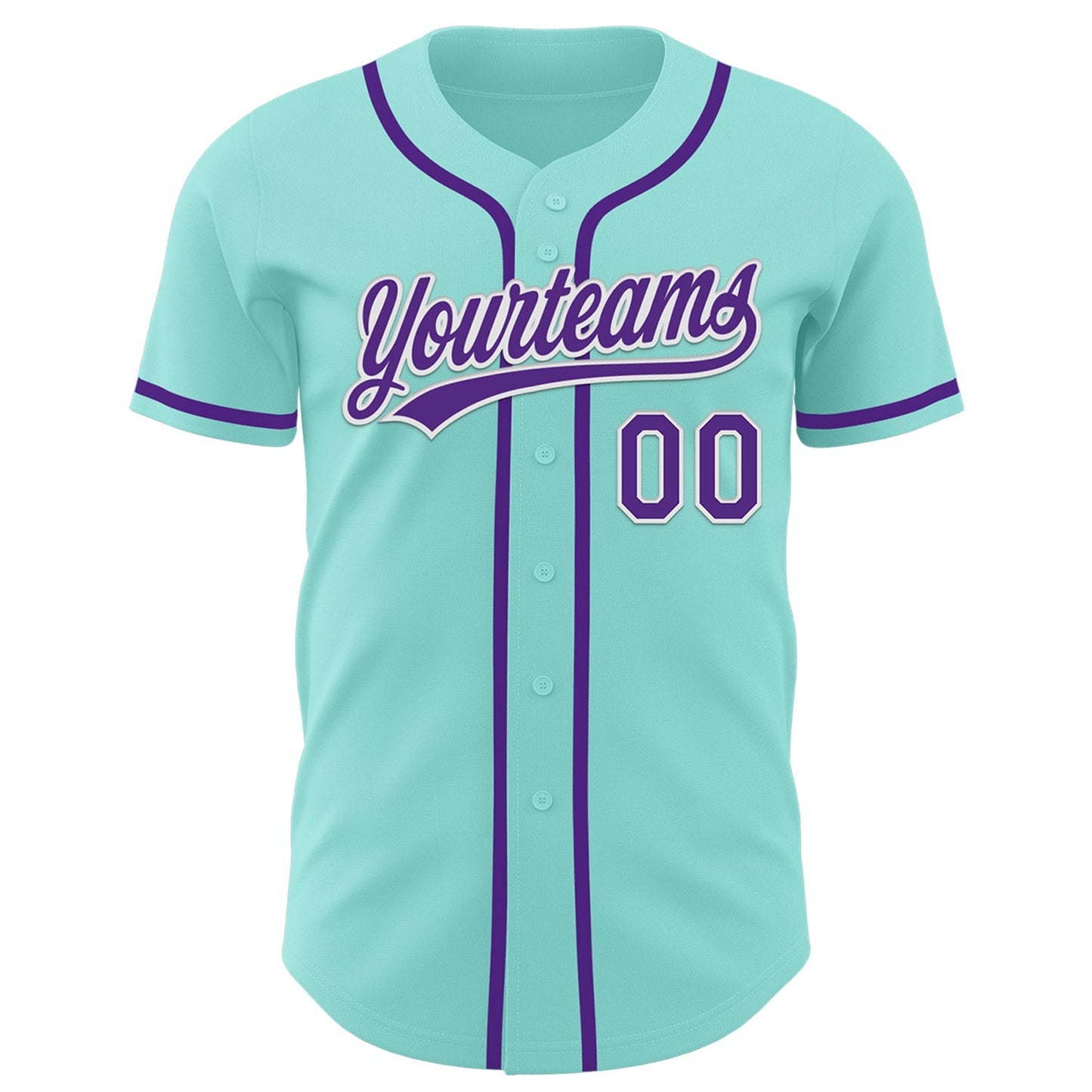 Custom Ice Blue Purple-White Authentic Baseball Jersey baseball jersey product view 2