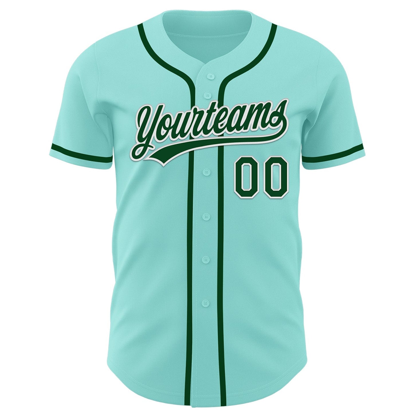 Custom Ice Blue Green-White Authentic Baseball Jersey baseball jersey product view 2