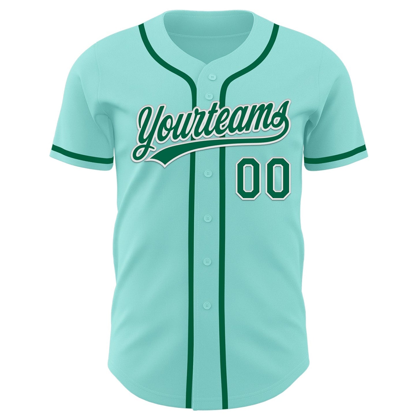 Custom Ice Blue Kelly Green-White Authentic Baseball Jersey baseball jersey product view 2