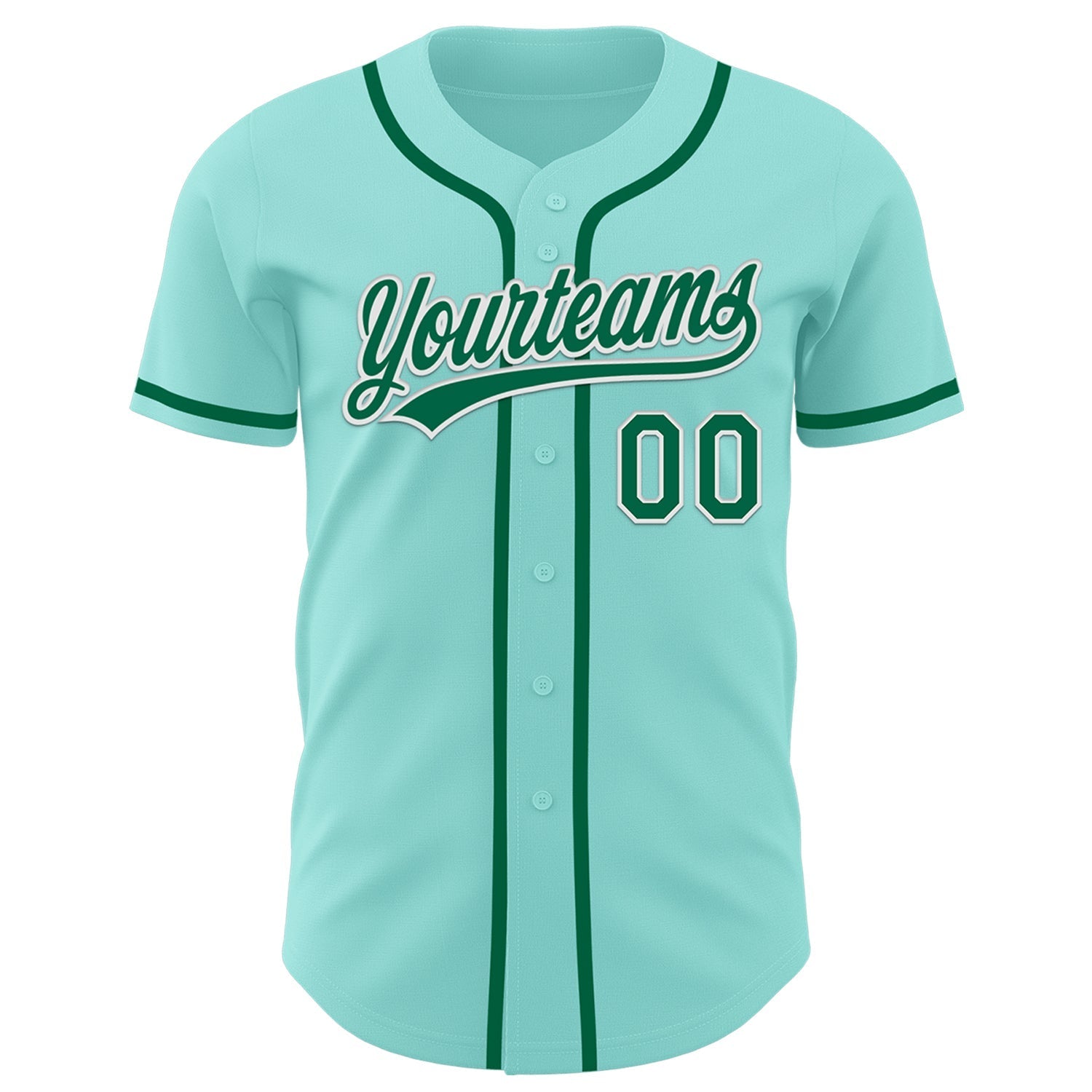 Custom Ice Blue Kelly Green-White Authentic Baseball Jersey baseball jersey product view 2
