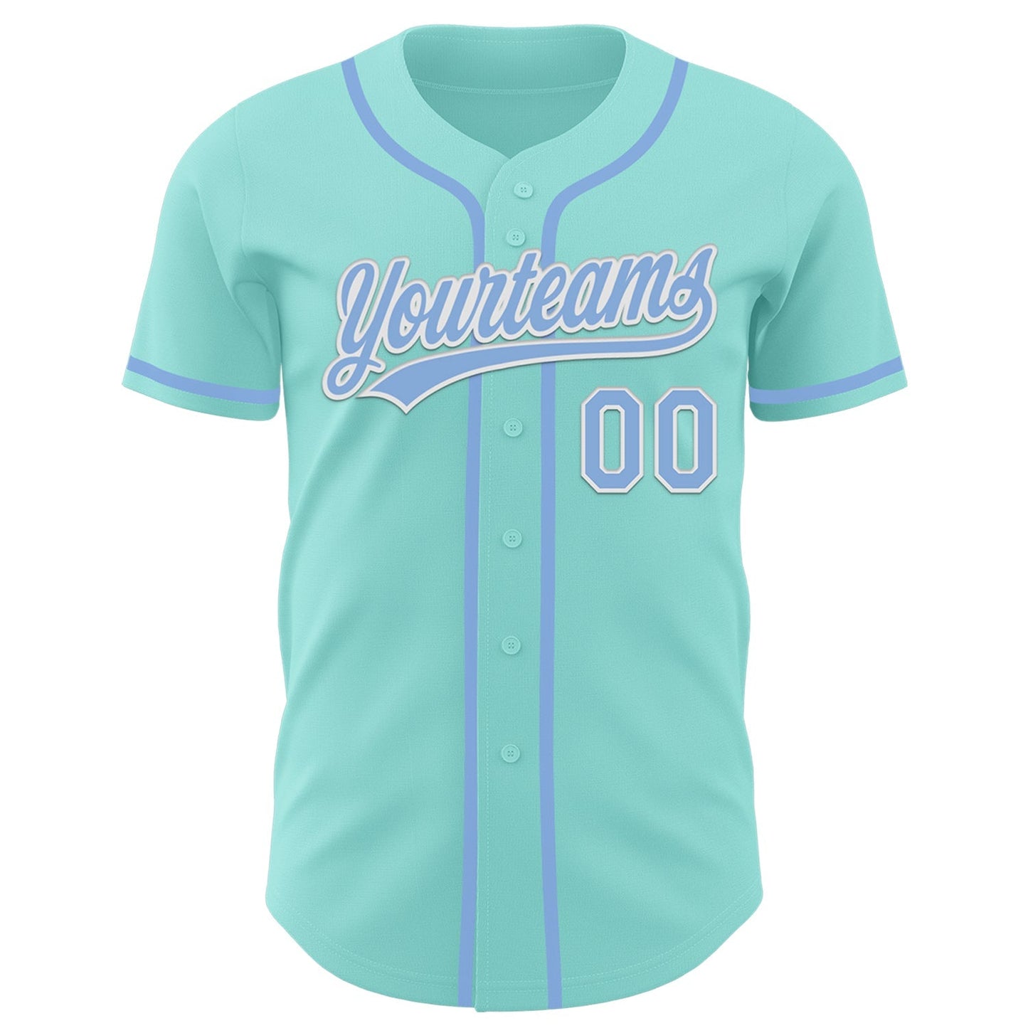 Custom Ice Blue Light Blue-White Authentic Baseball Jersey baseball jersey product view 2