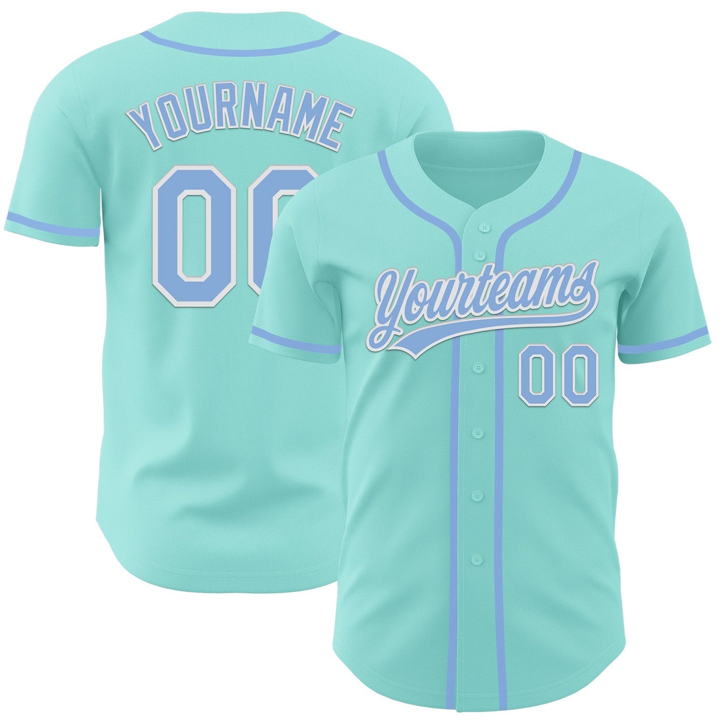 Custom Ice Blue Light Blue-White Authentic Baseball Jersey baseball jersey product view 1