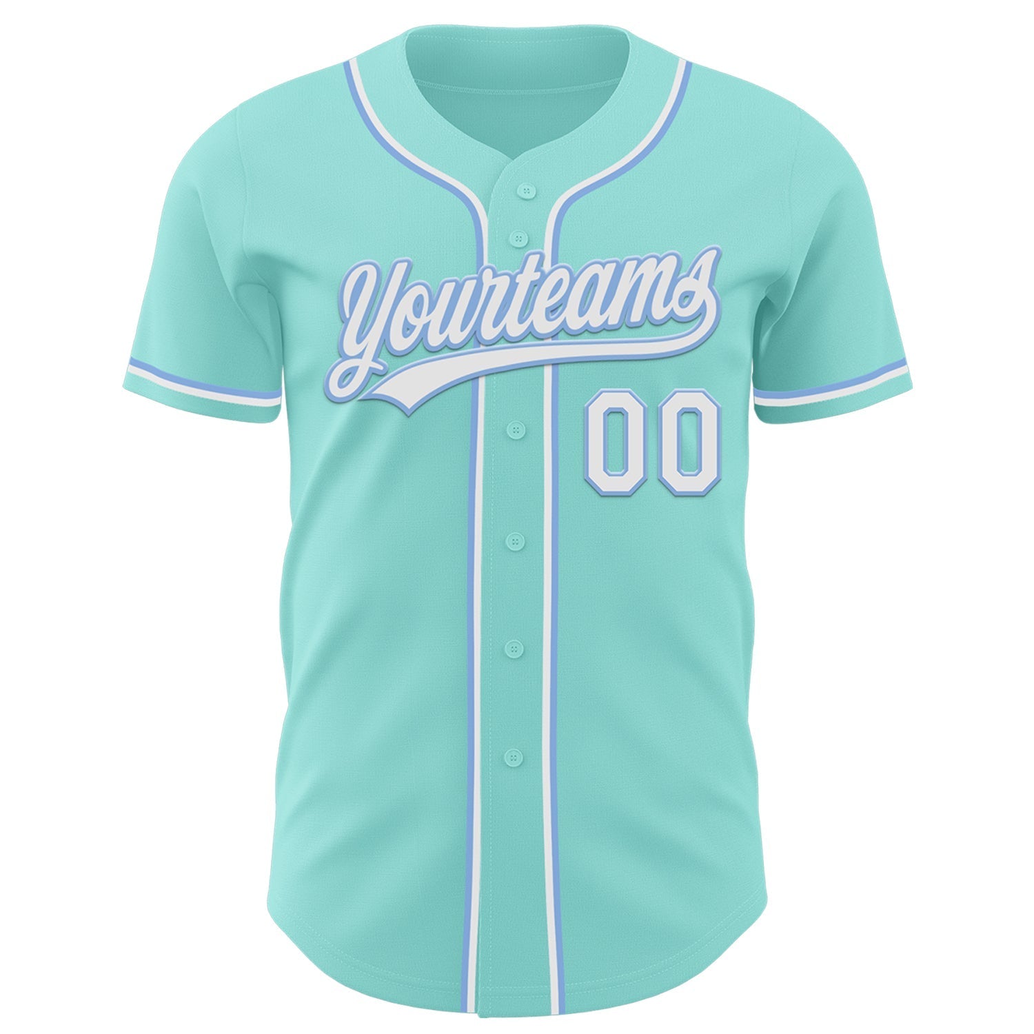 Custom Ice Blue White-Light Blue Authentic Baseball Jersey baseball jersey product view 2