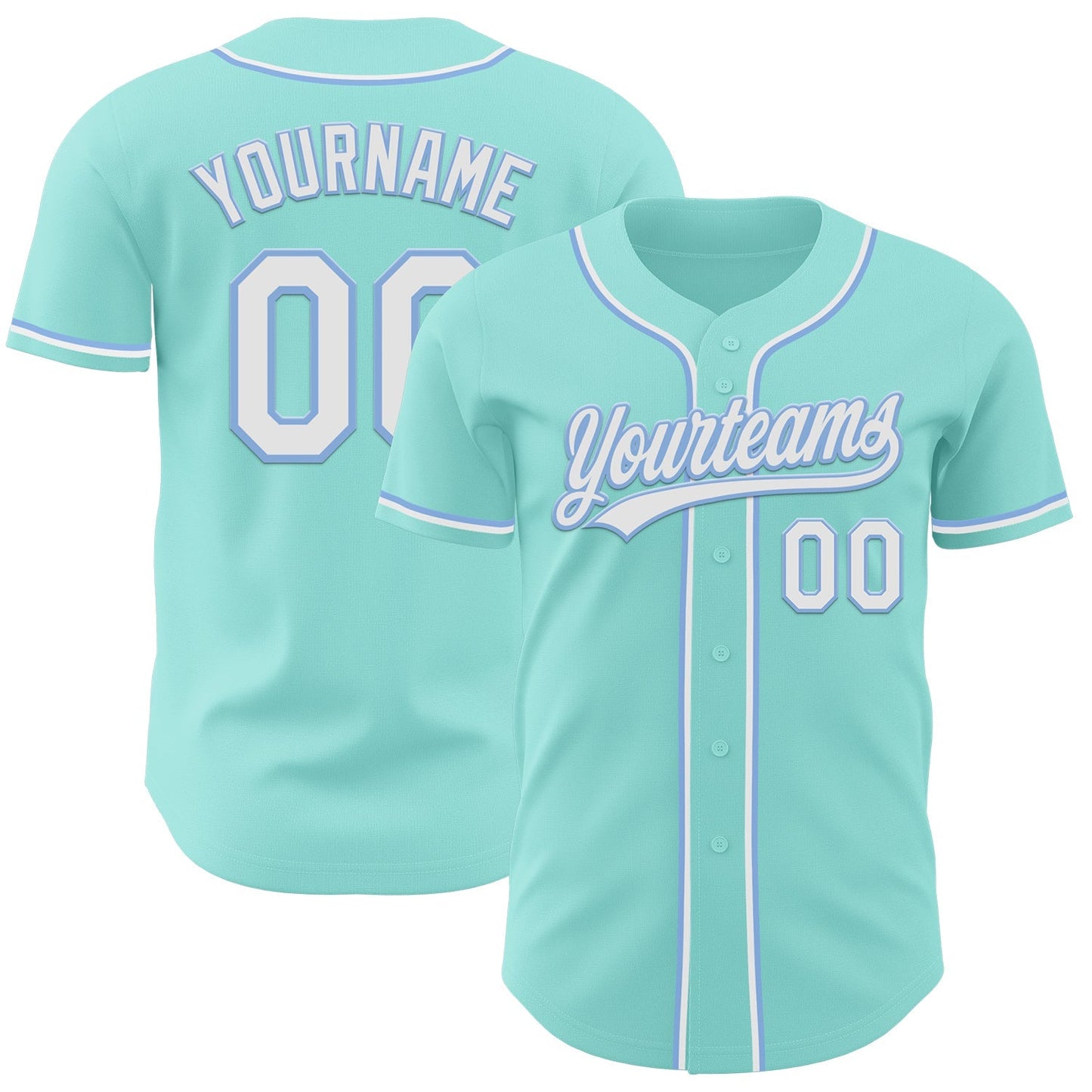 Custom Ice Blue White-Light Blue Authentic Baseball Jersey baseball jersey product view 1