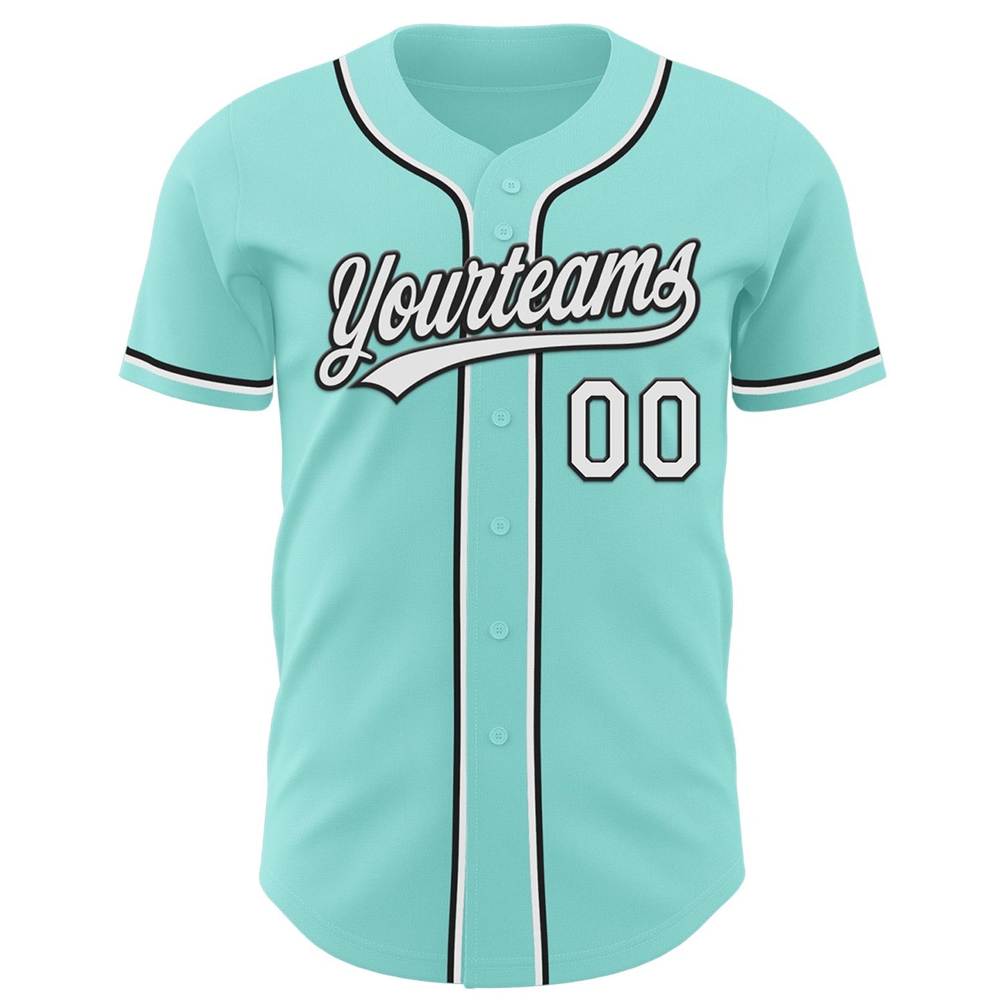 Custom Ice Blue White-Black Authentic Baseball Jersey baseball jersey product view 2