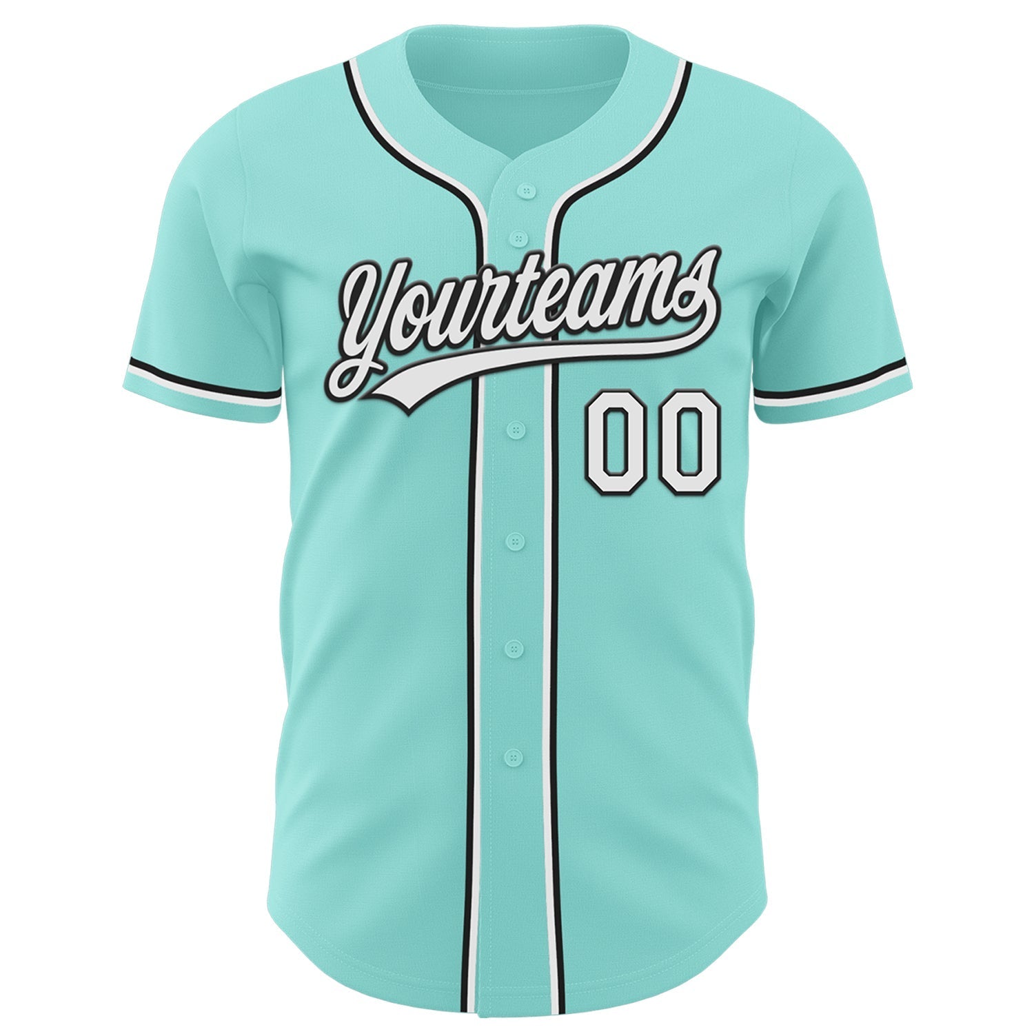 Custom Ice Blue White-Black Authentic Baseball Jersey baseball jersey product view 2