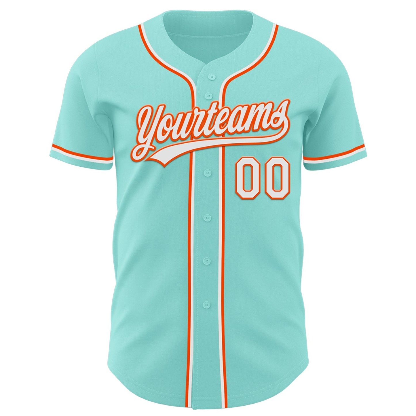Custom Ice Blue White-Orange Authentic Baseball Jersey baseball jersey product view 2