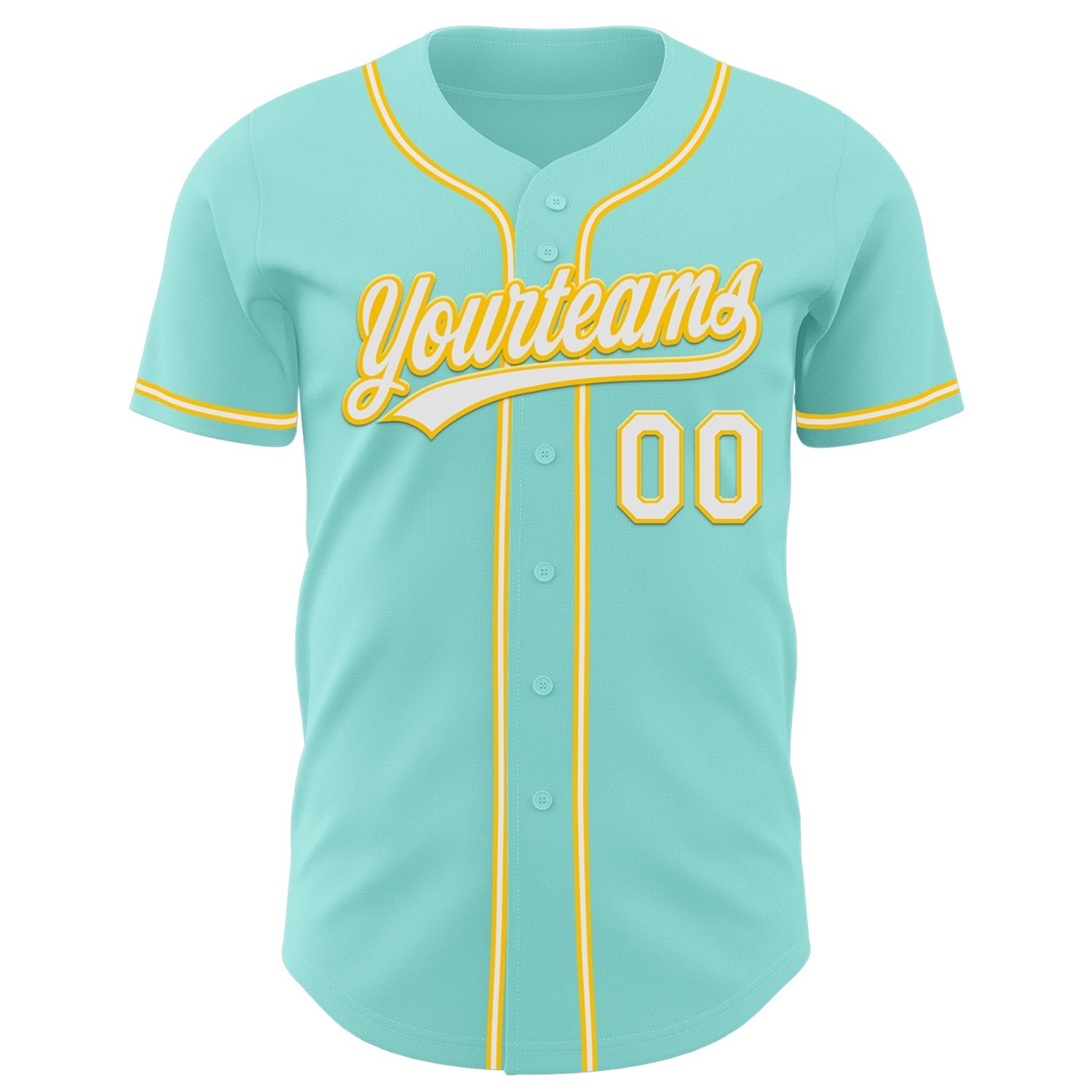 Custom Ice Blue White-Yellow Authentic Baseball Jersey baseball jersey product view 2