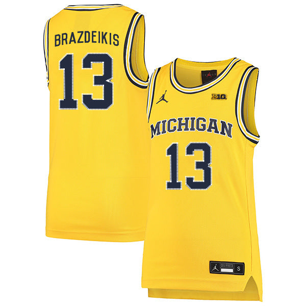 Ignas Brazdeikis 13 Yellow College Football Jersey football jersey product view 1