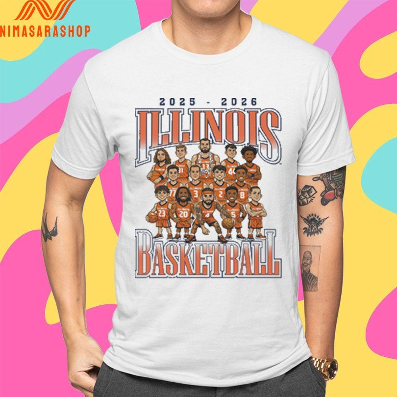 Illinois Fighting Illini Men's Basketball Team - Adult & Kids T-Shirts, Sweatshirts & Hoodies apparel design preview 4