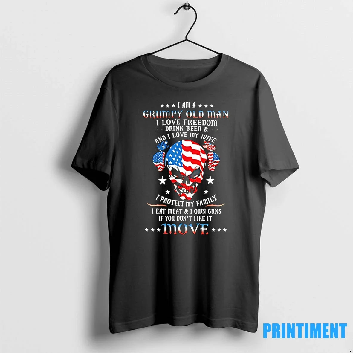 Im A Grumpy Old Man I Love Freedom Army Veteran Skull Usa Flag Tshirts Sweater Unisex T-shirt, Sweatshirt, Hoodie, Long Sleeve Tee - T-Shirt, Sweatshirt, Hoodie