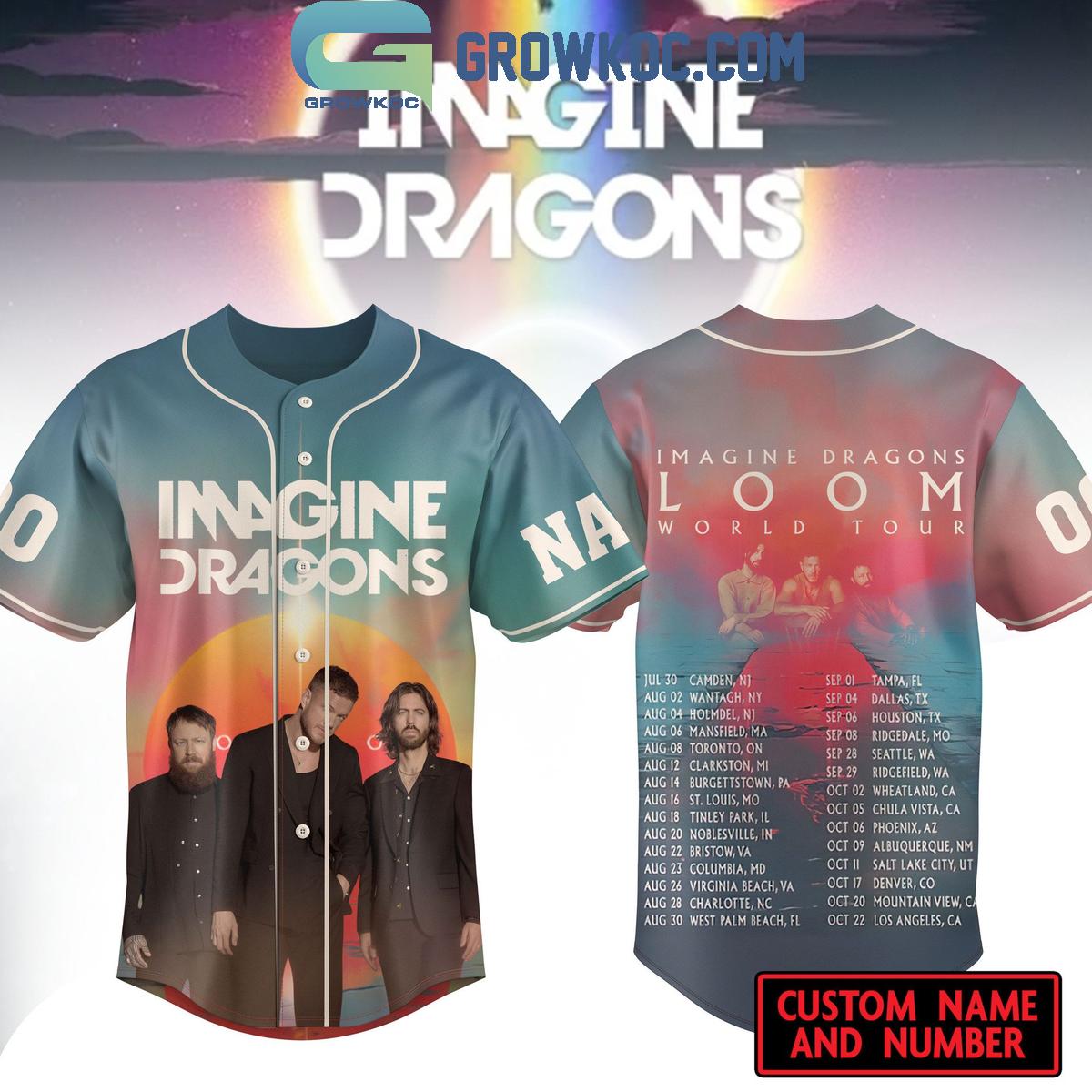 Imagine Dragons Loom World Tour 2025 Personalized Baseball Jersey baseball jersey product view 1