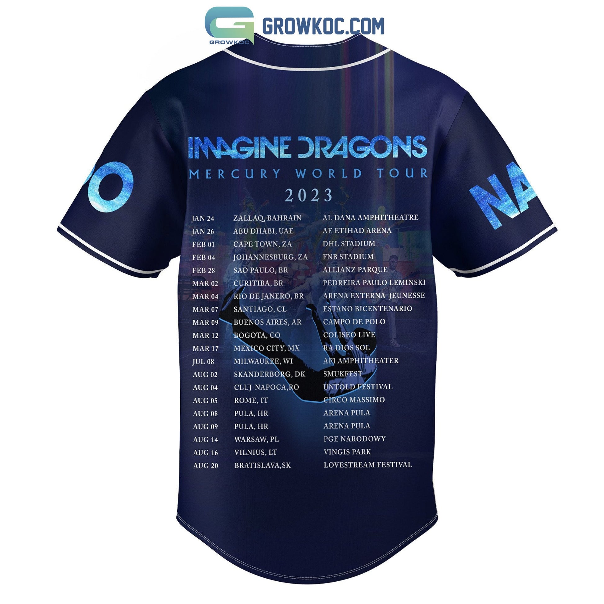 Imagine Dragons Mercury World Tour 2023 Personalized Baseball Jersey baseball jersey product view 2