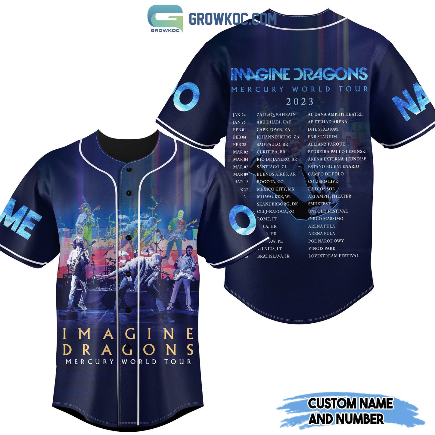 Imagine Dragons Mercury World Tour 2023 Personalized Baseball Jersey baseball jersey product view 3