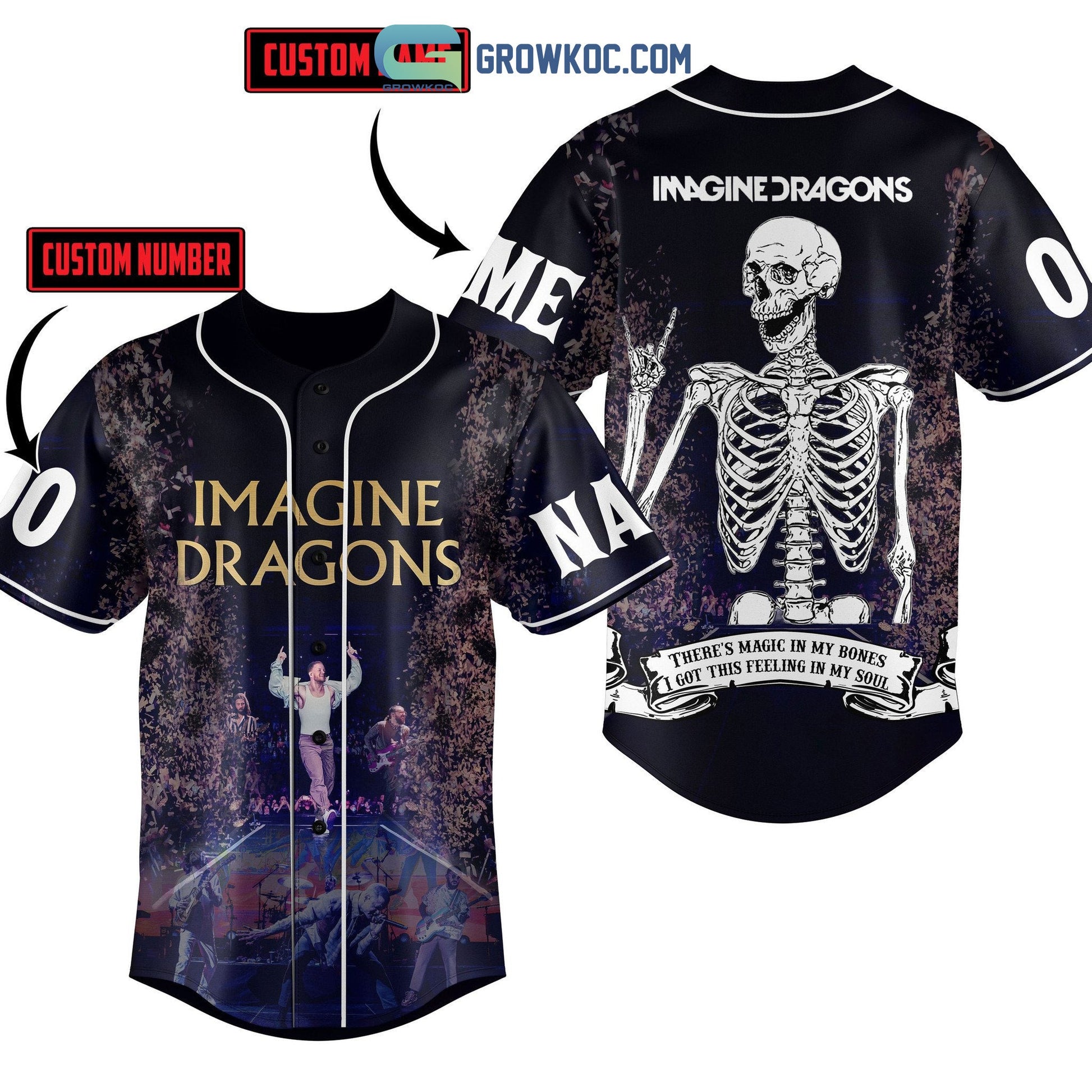 Imagine Dragons There’s Magic In My Bones I Got This Feeling In My Soul Personalized Baseball Jersey baseball jersey product view 1