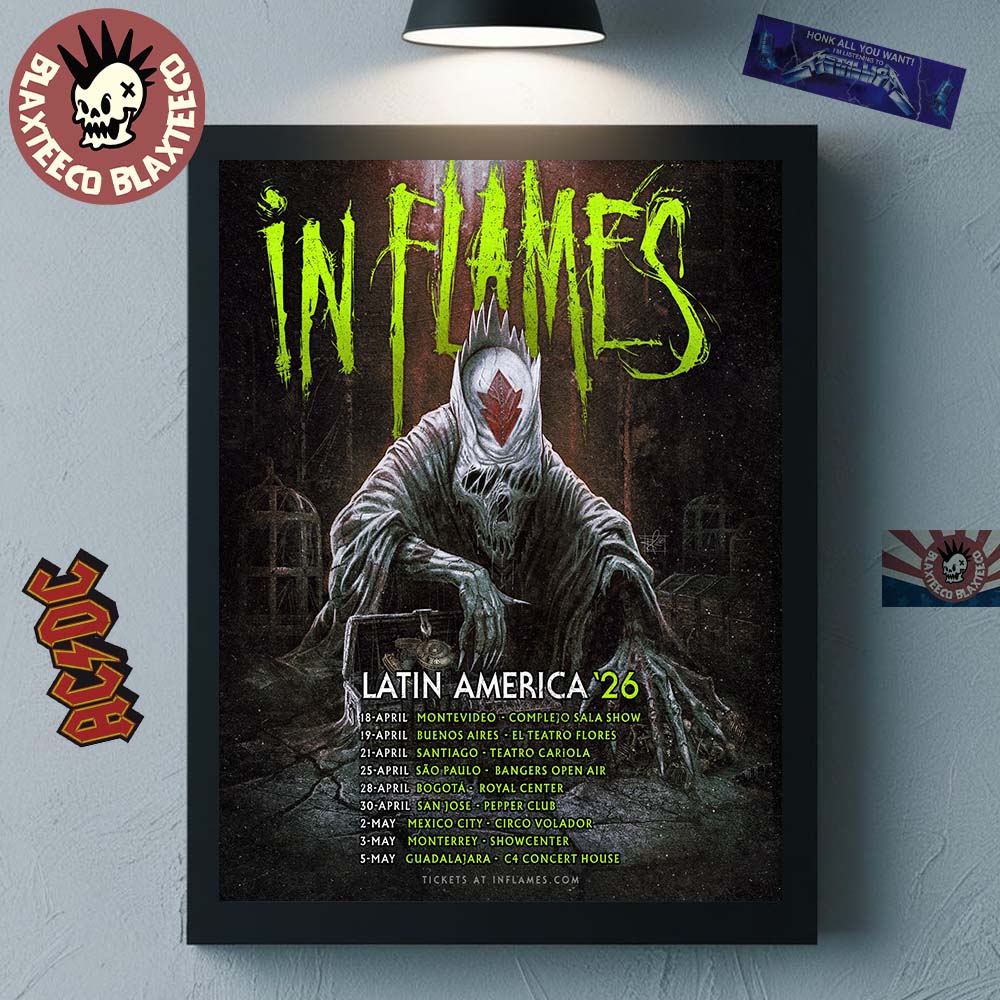 In Flames Latin America 2026 Schedule Dates Home Decor Poster Canvas Unisex T-shirt, Sweatshirt, Hoodie, Long Sleeve Tee - T-Shirt, Sweatshirt, Hoodie