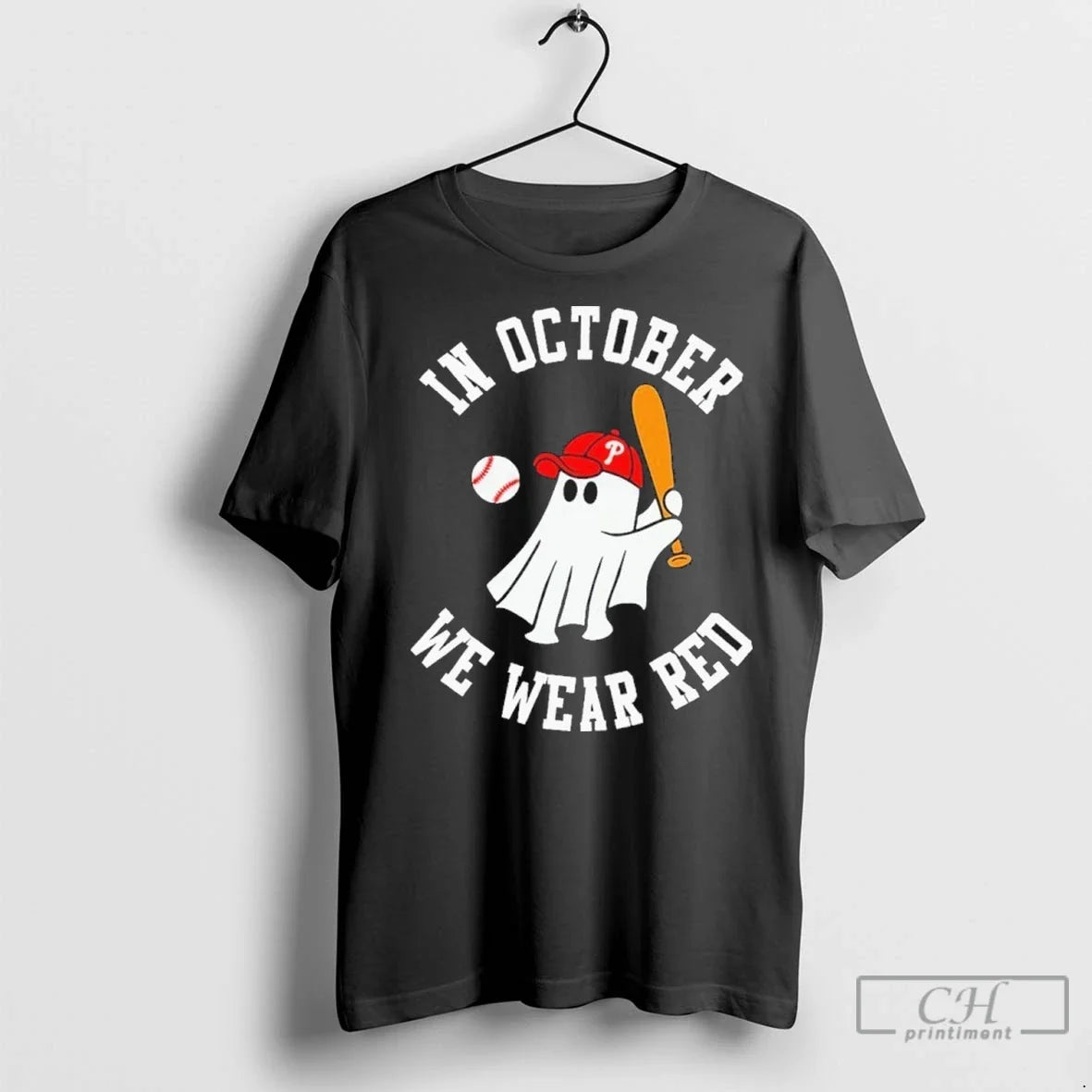 In October We Wear Red October Philadelphia Baseball T Shirts Unisex T-shirt, Sweatshirt, Hoodie, Long Sleeve Tee - T-Shirt, Sweatshirt, Hoodie
