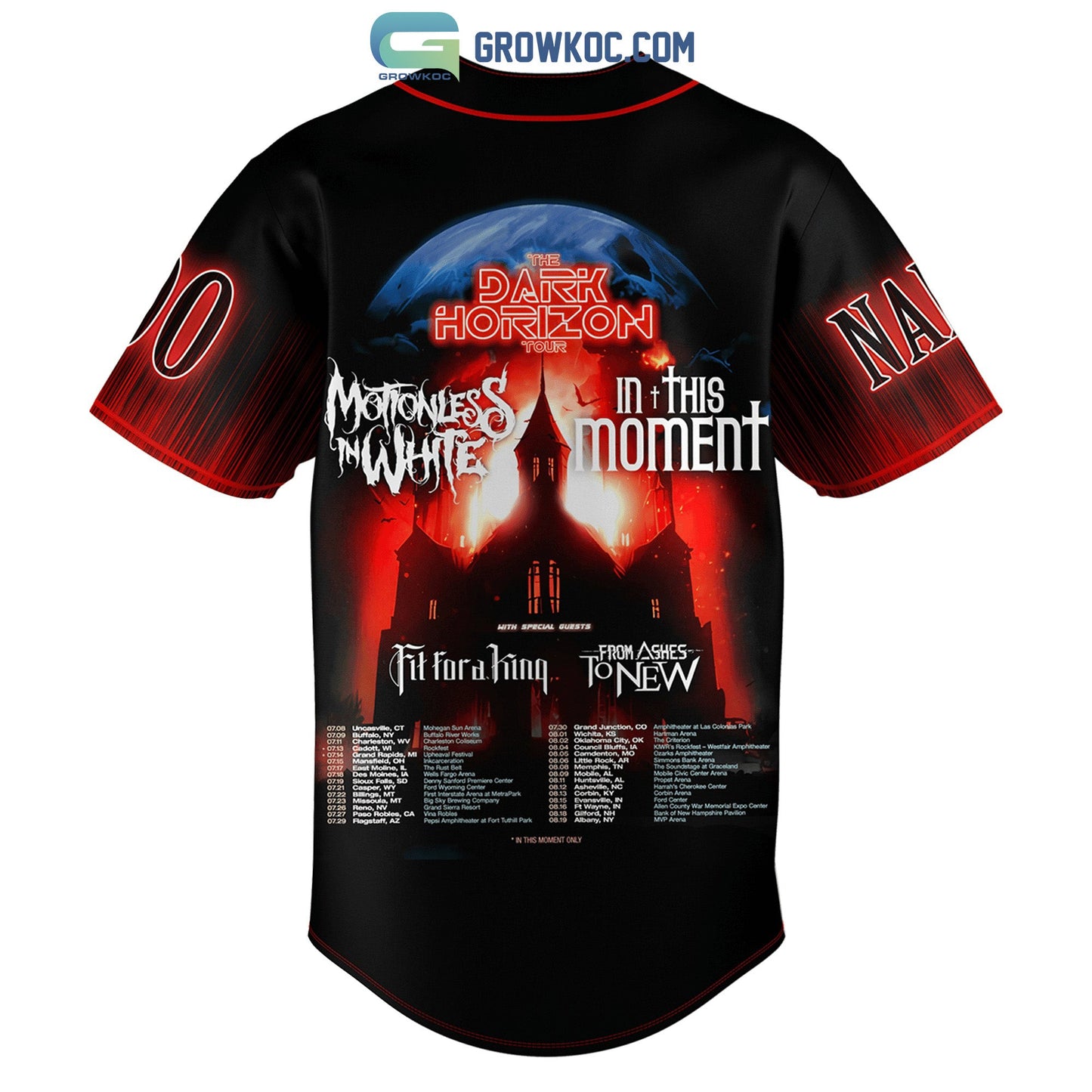 In This Moment The Dark Horizon Tour Motionless In White Personalized Baseball Jersey baseball jersey product view 3