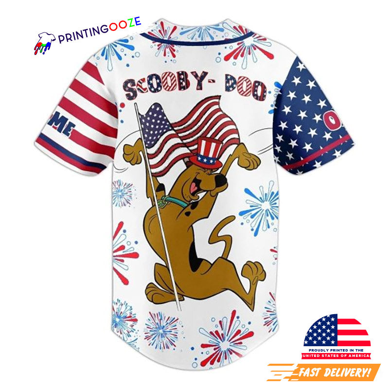 Independence Day Scooby-Doo Cartoon Baseball Jersey baseball jersey product view 2